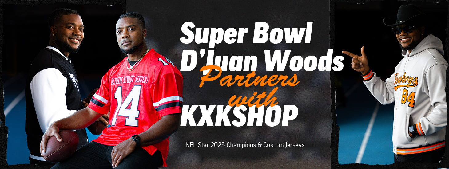NFL Star D’Juan Woods Partners with KXKSHOP | Super Bowl 2025 Champions & Custom Jerseys