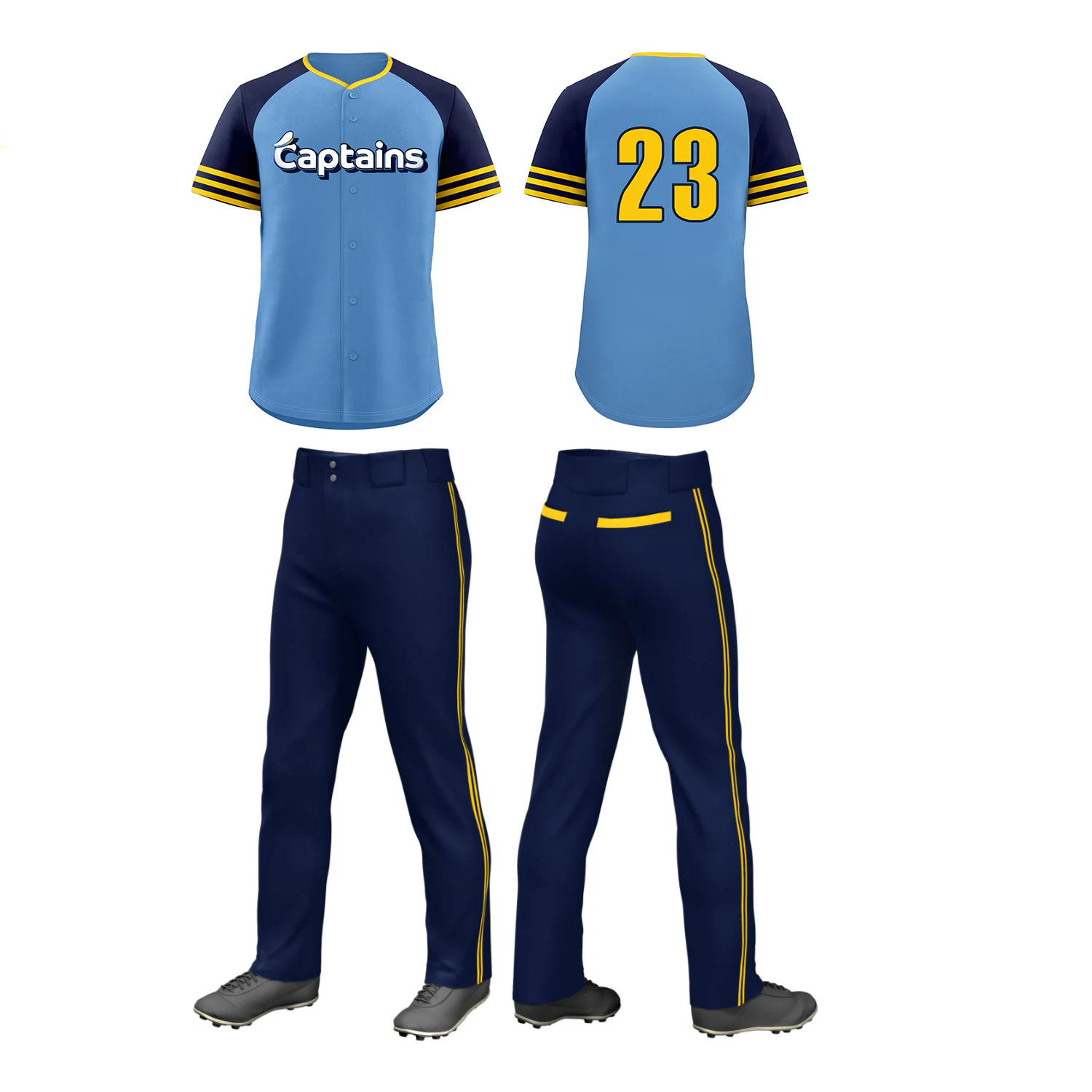 Fans-Made | Custom Light Blue Navy Classic Style Baseball Uniform Jersey/Pants Package For Team