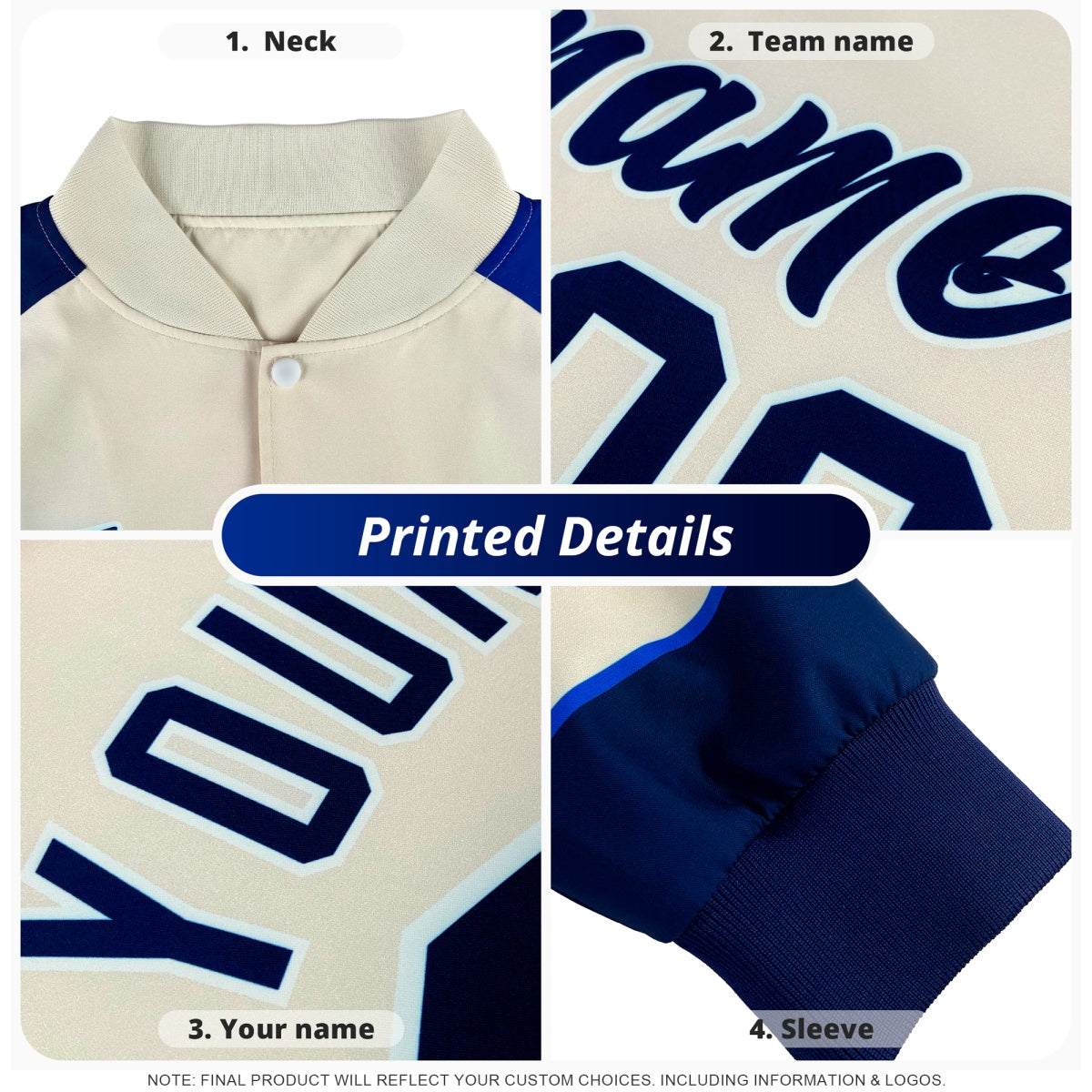 Custom White Red Royal Blue Classic Style Full-Snap Breathable Jacket| KXKSHOP