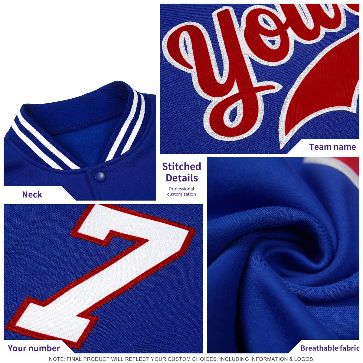 Custom Brown Royal Blue White Full-Snap Classic Style Jacket| KXKSHOP