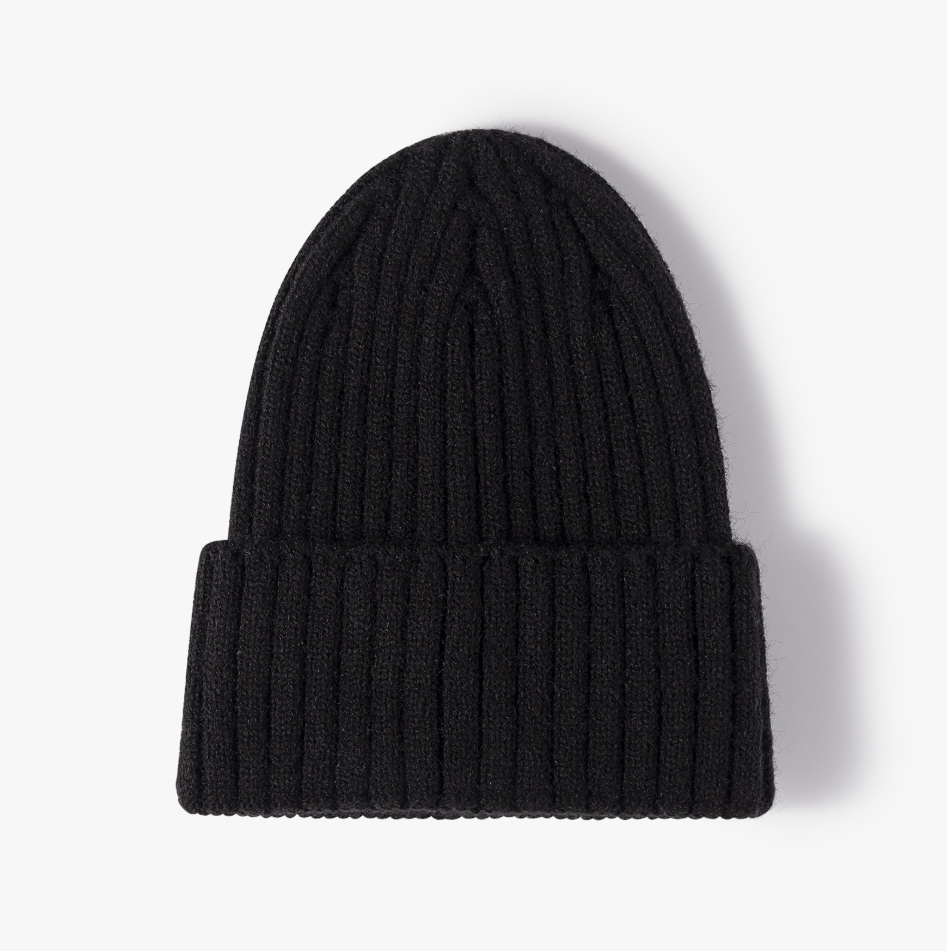 Custom Winter Unisex Solid Color Warm Soft Hiphop Knitted Hat Cuffed Skull Beanie Cap