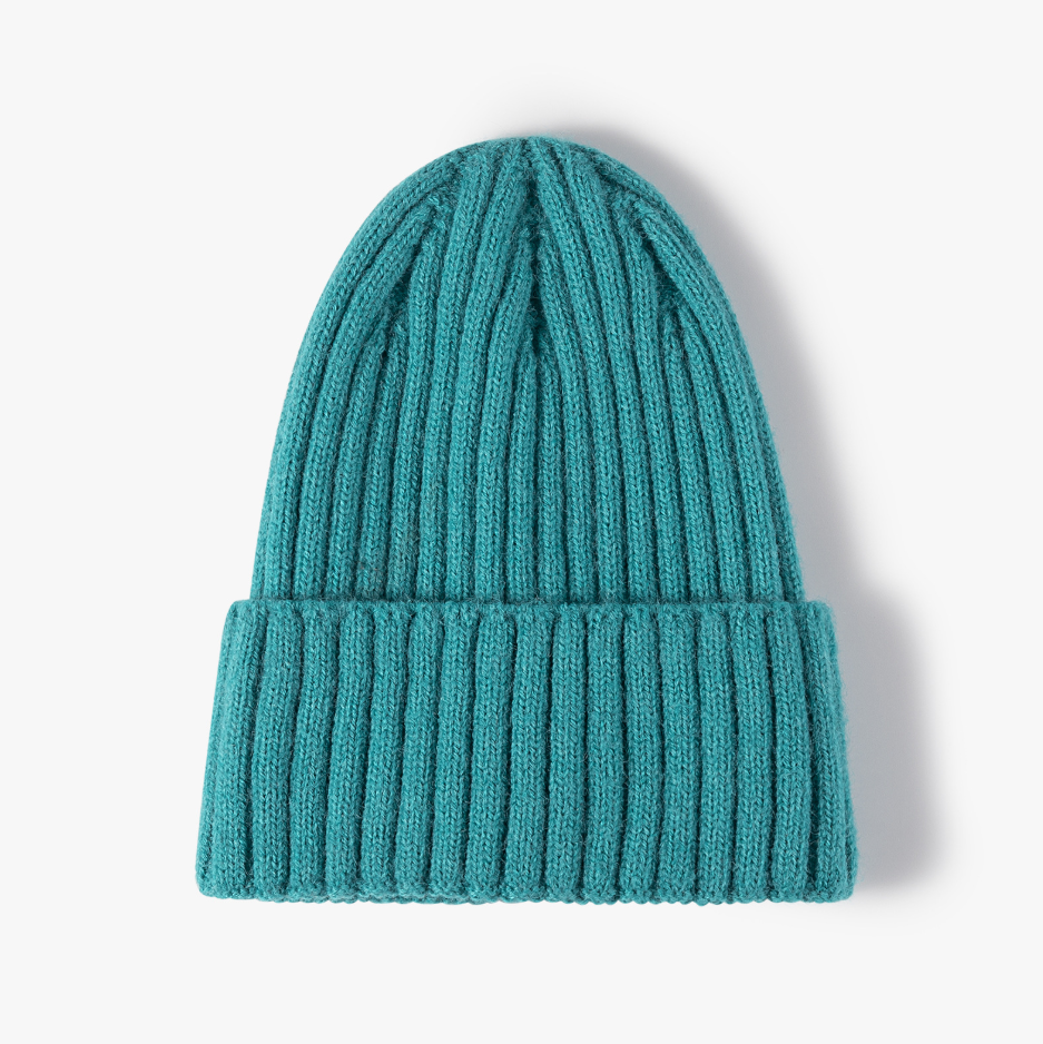 Custom Winter Unisex Solid Color Warm Soft Hiphop Knitted Hat Cuffed Skull Beanie Cap