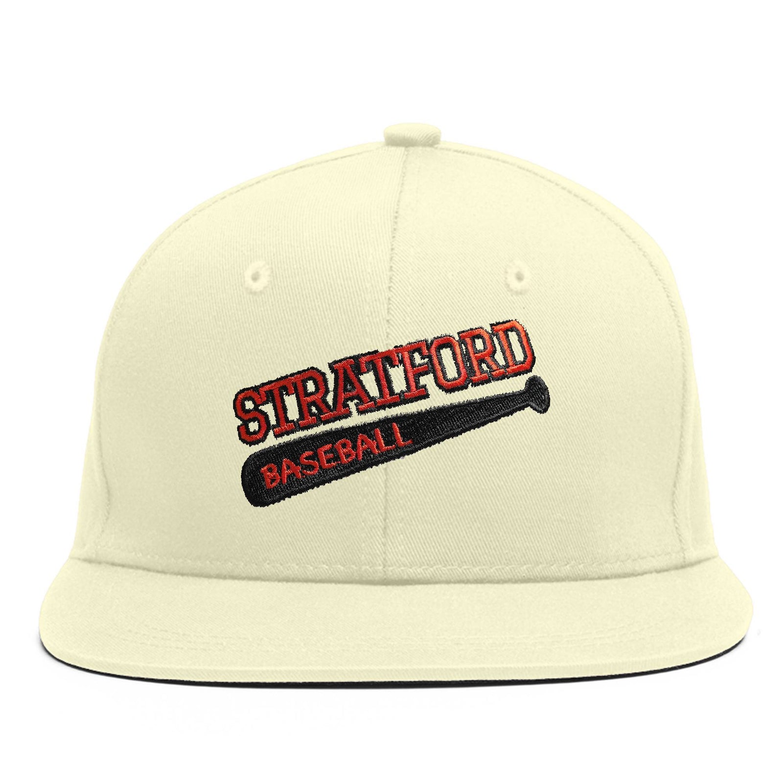 Custom White 3D Puff Embroidery Flat Embroidery Flat Eaves Sport Baseball Cap Design for Men/Women/Youth-Cream2