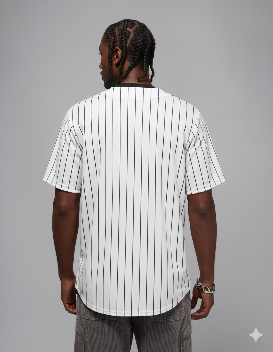 White Black Stripe Fashion Authentic Baseball Jersey For Men Team Sports |Custom Name & Number | Durable Breathable | KXKSHOP