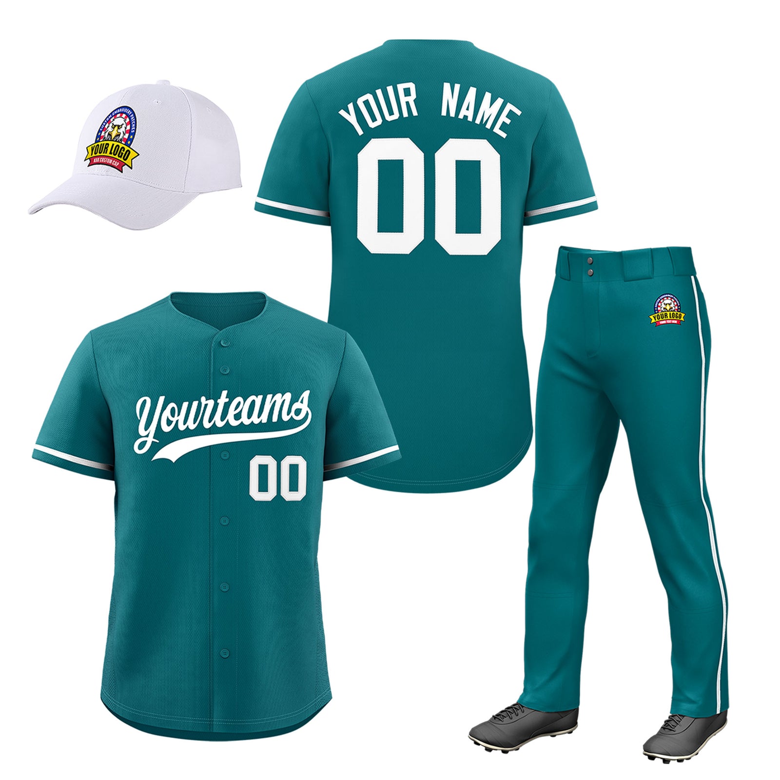 Custom Teal Navy Classic Style Baseball Uniform Jersey/Pants/Hat Package For Team |KXKSHOP