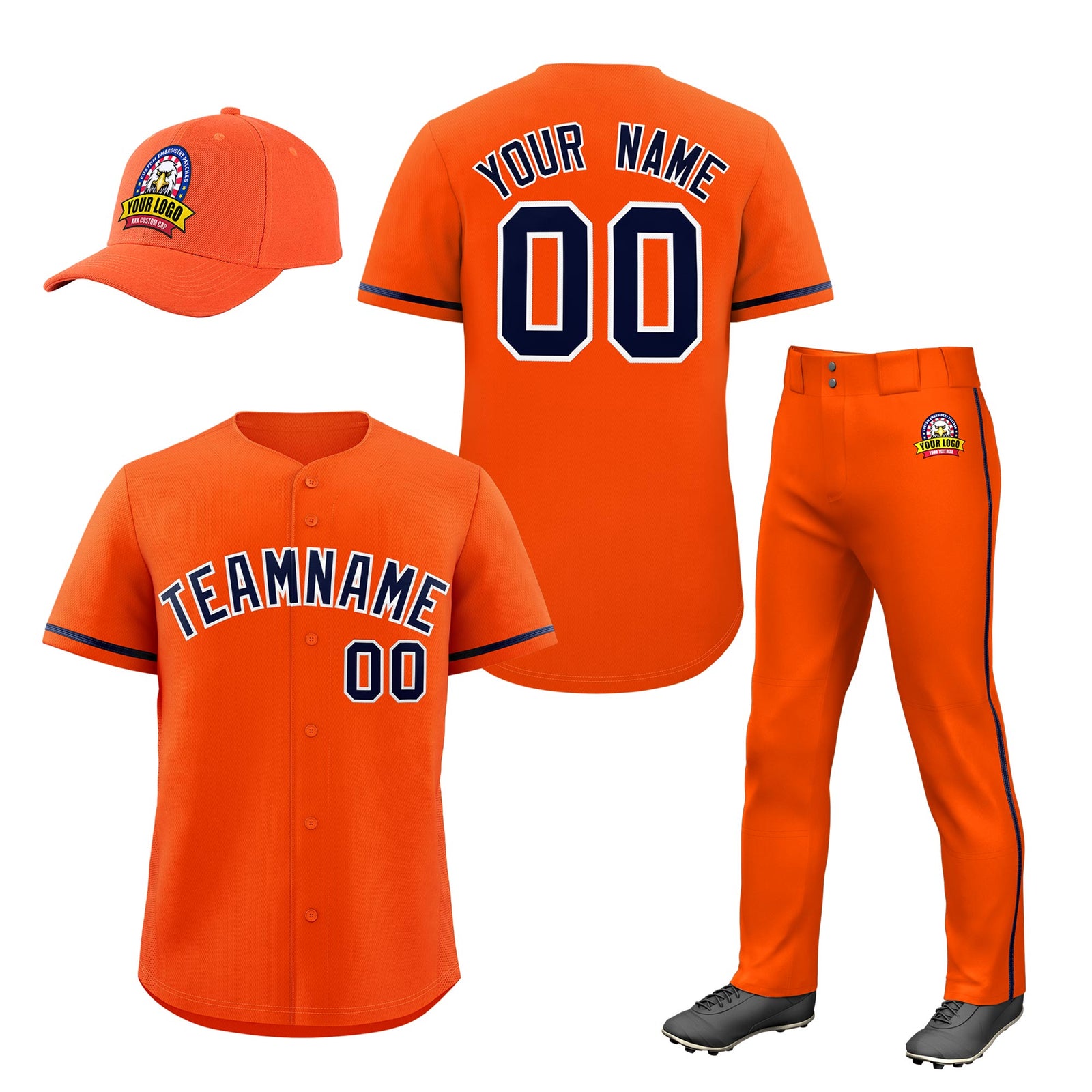Custom Orange Navy Classic Style Baseball Uniform Jersey/Pants/Hat Package For Team |KXKSHOP