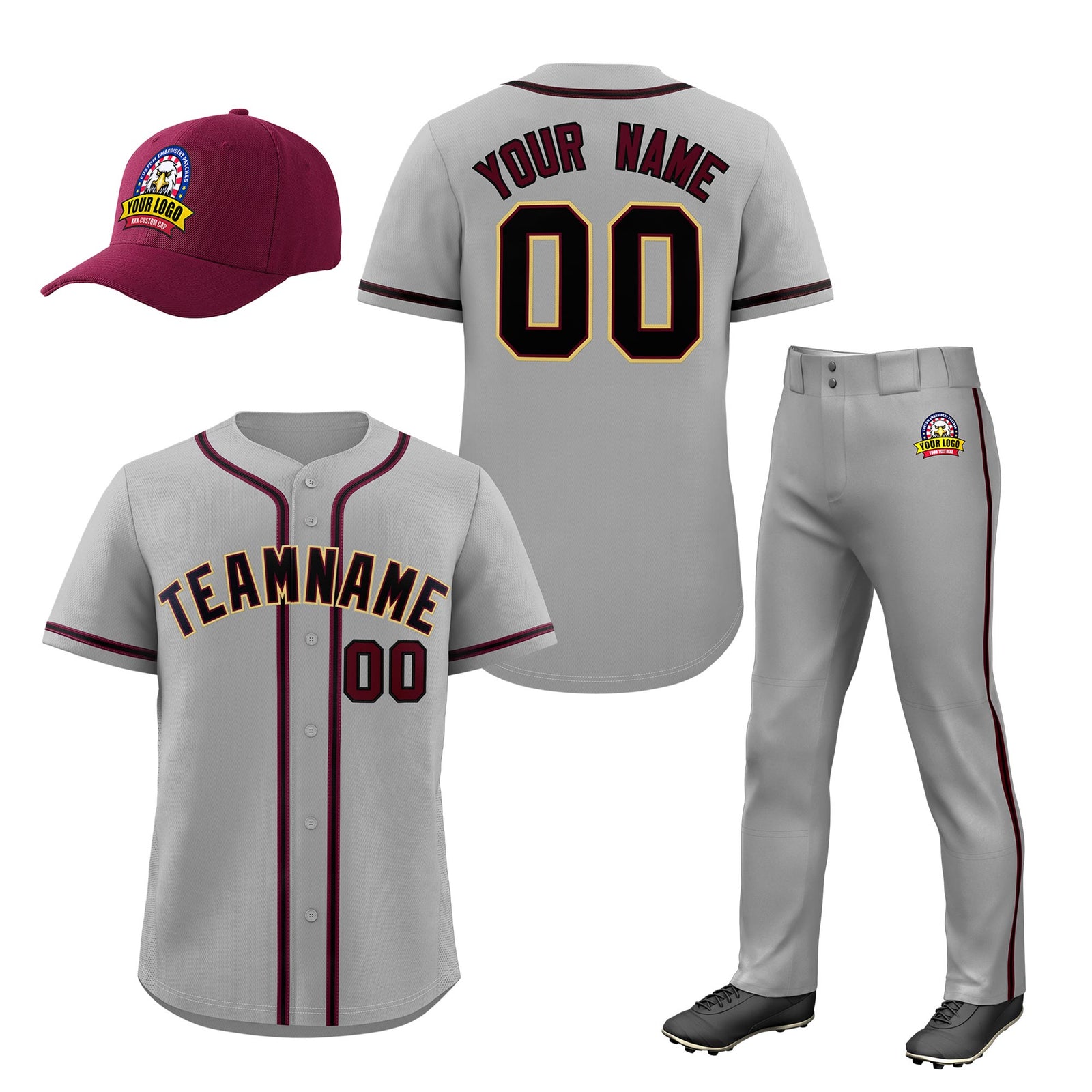 Custom Gray Crimson Classic Style Baseball Uniform Jersey/Pants/Hat Package For Team |KXKSHOP