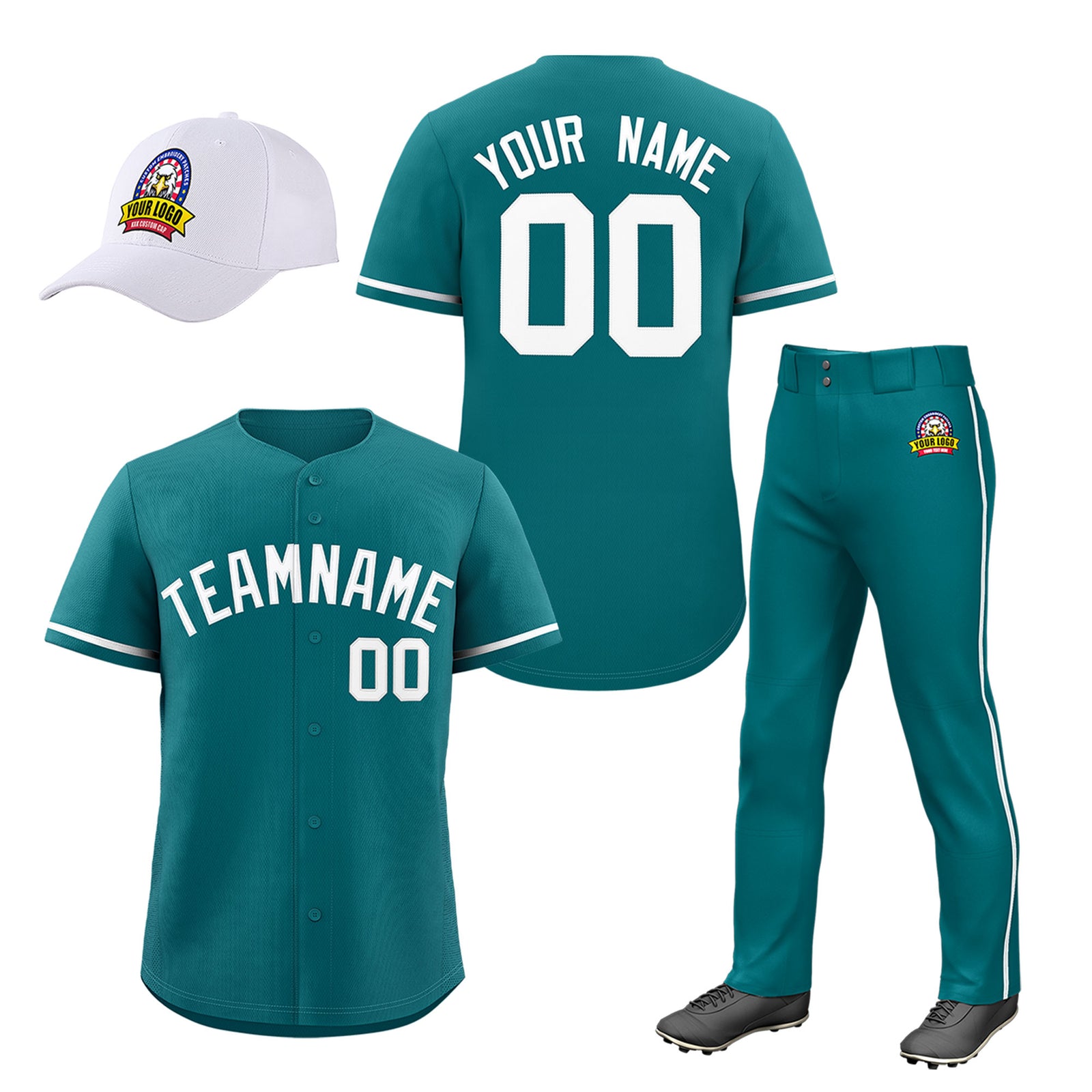 Custom Teal Navy Classic Style Baseball Uniform Jersey/Pants/Hat Package For Team |KXKSHOP