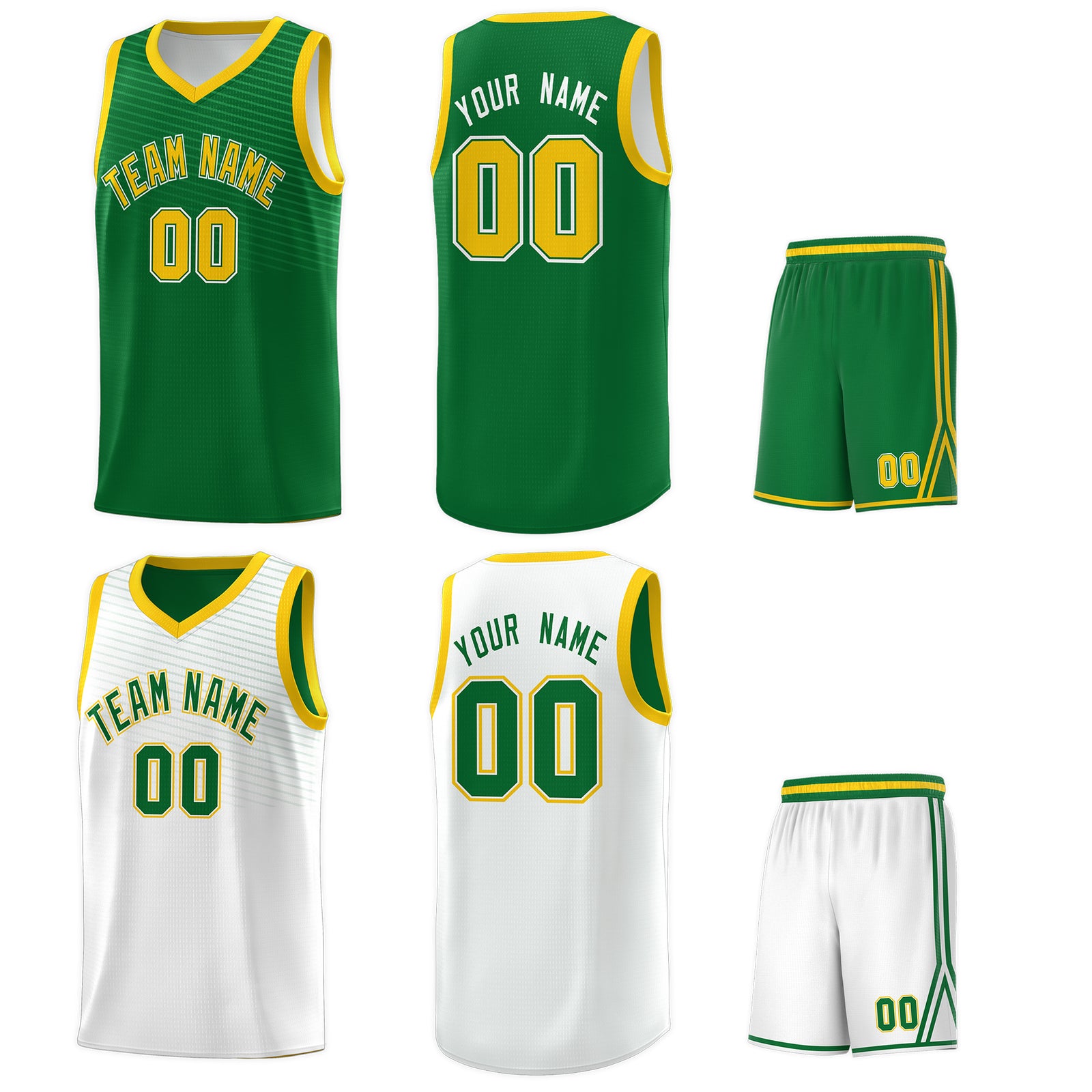 Custom White Kelly Green Chest Slash Patttern Sports Uniform Basketball Jersey