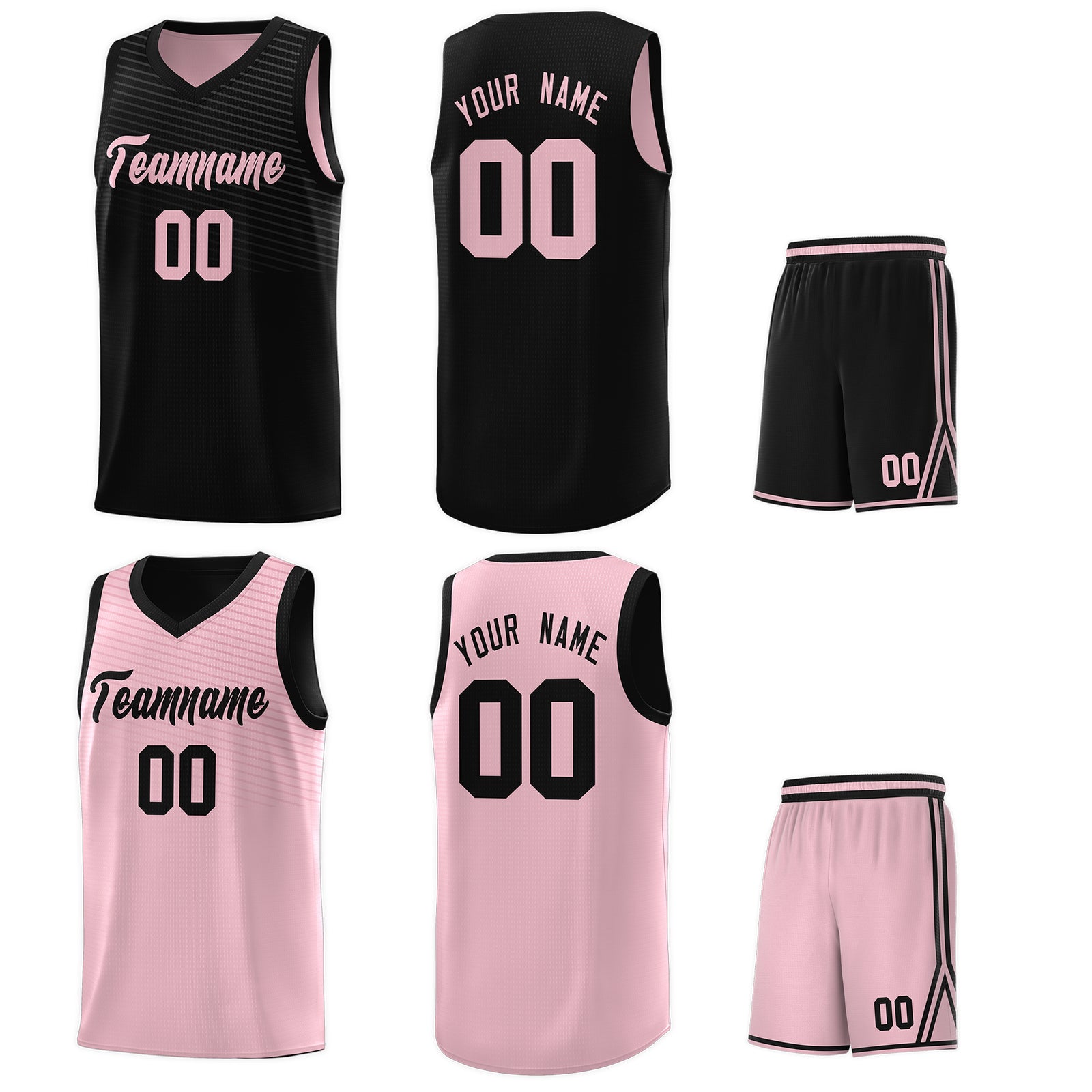 Custom Pink Black Chest Slash Patttern Sports Uniform Basketball Jersey