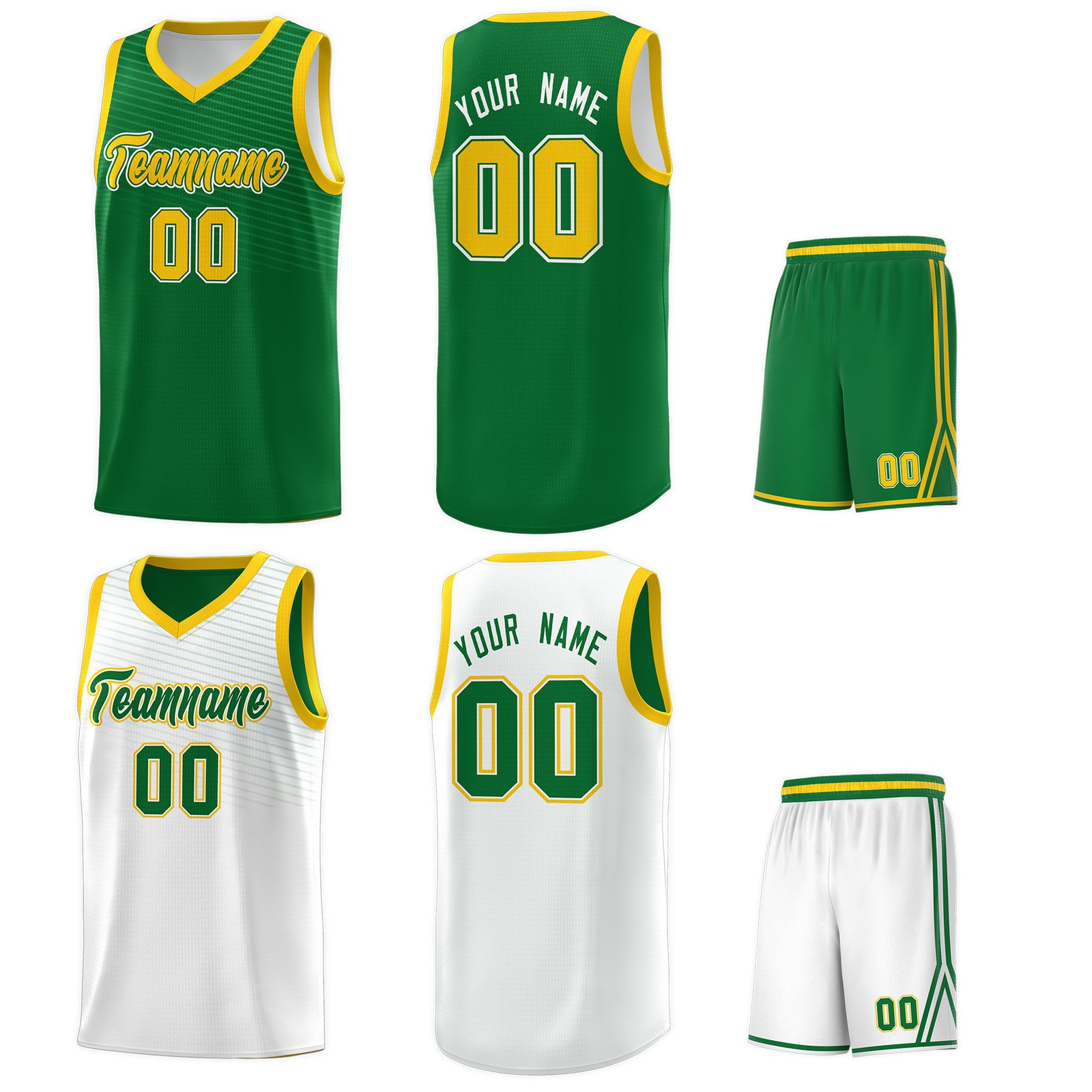 Custom White Kelly Green Chest Slash Patttern Sports Uniform Basketball Jersey