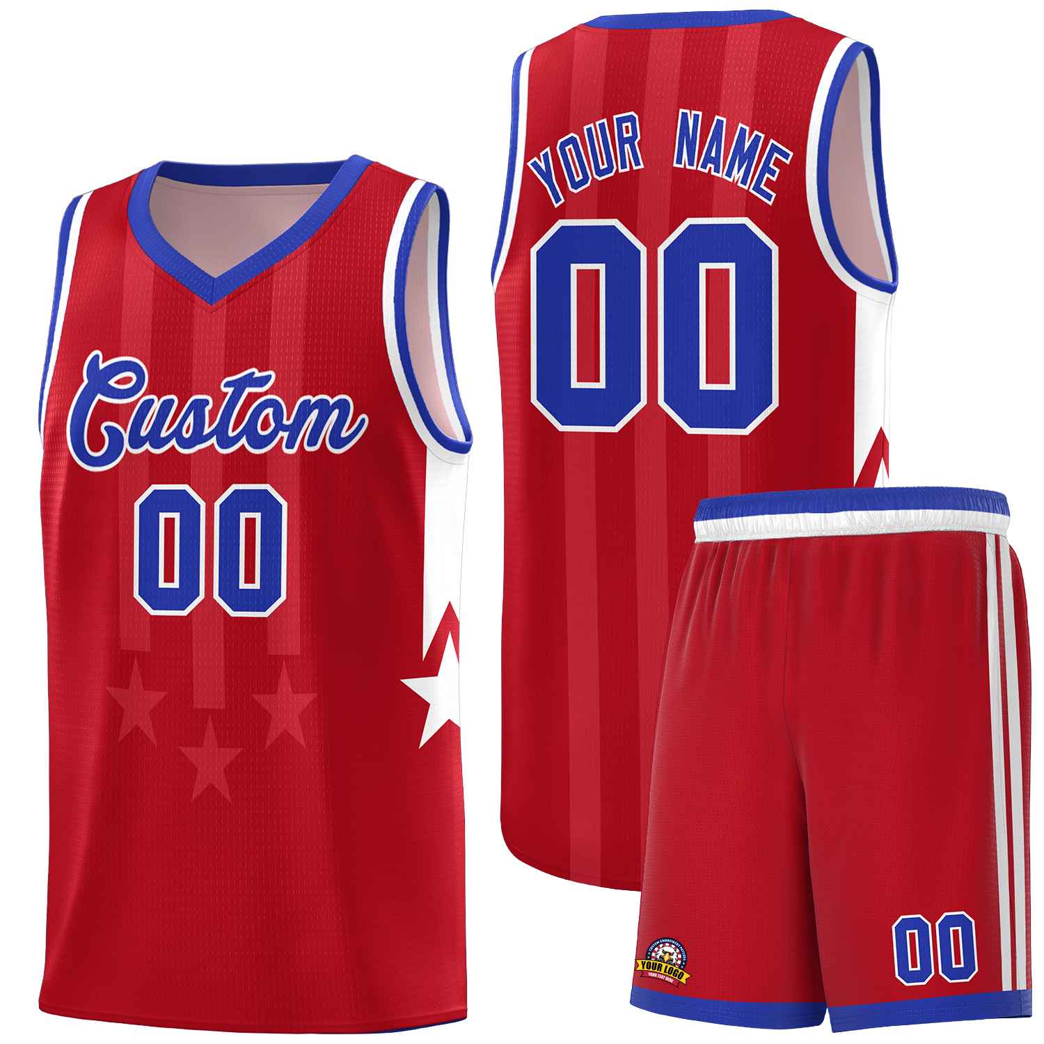 Custom Pink Royal and White Gradient Star Graffiti Pattern Sports Uniform Basketball Jersey