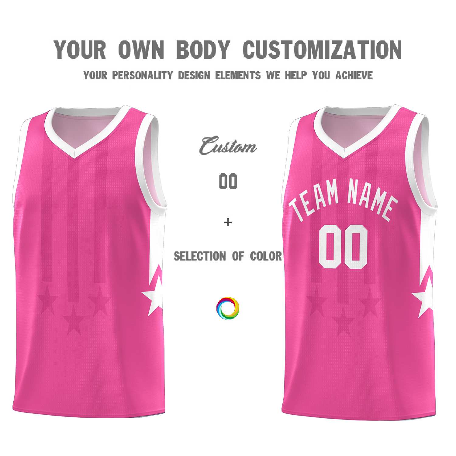 Custom Pink White and White Gradient Star Graffiti Pattern Sports Uniform Basketball Jersey