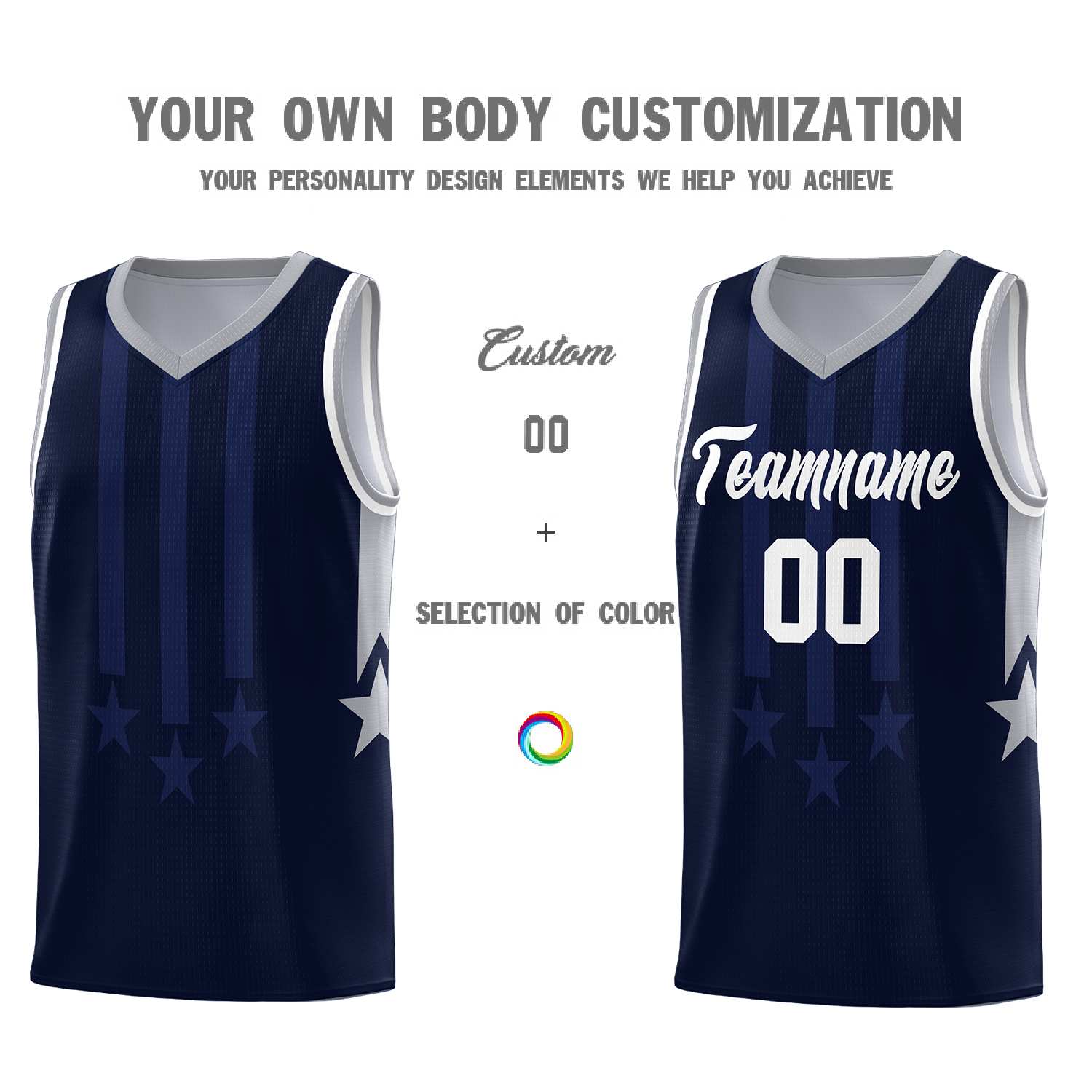 Custom Navy Gray and White Gradient Star Graffiti Pattern Sports Uniform Basketball Jersey