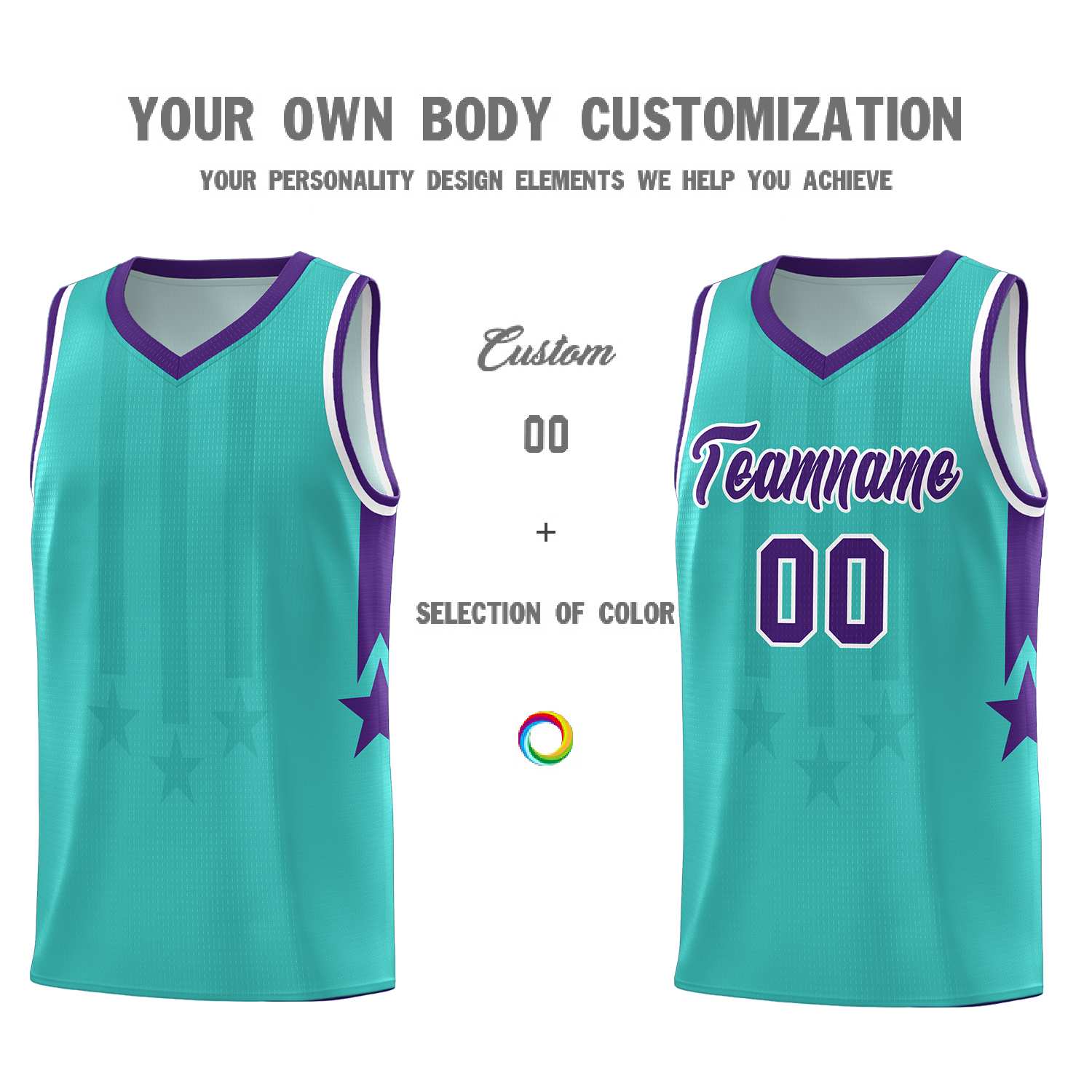 Custom Bright Green Purple and White Gradient Star Graffiti Pattern Sports Uniform Basketball Jersey
