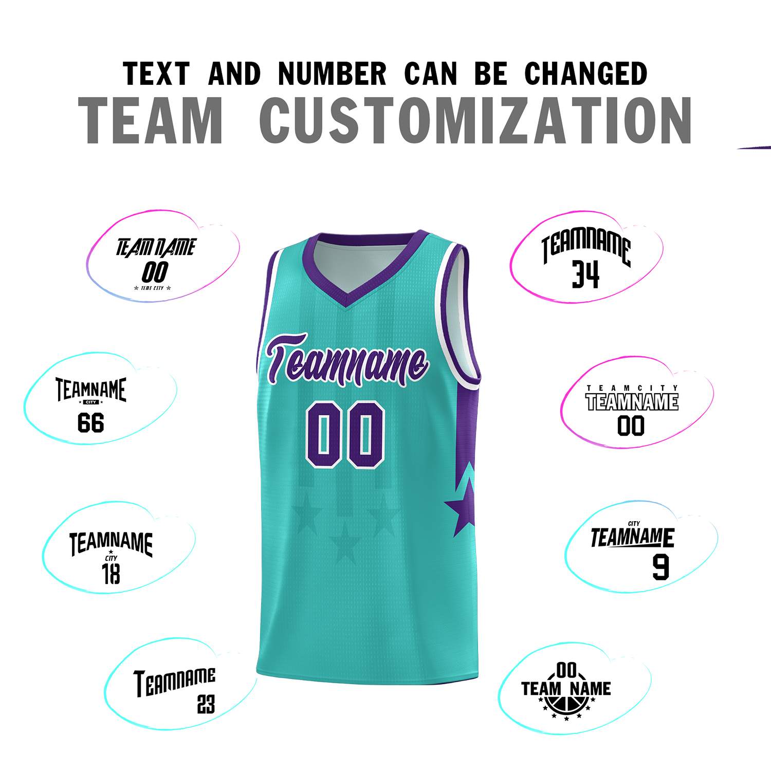 Custom Bright Green Purple and White Gradient Star Graffiti Pattern Sports Uniform Basketball Jersey