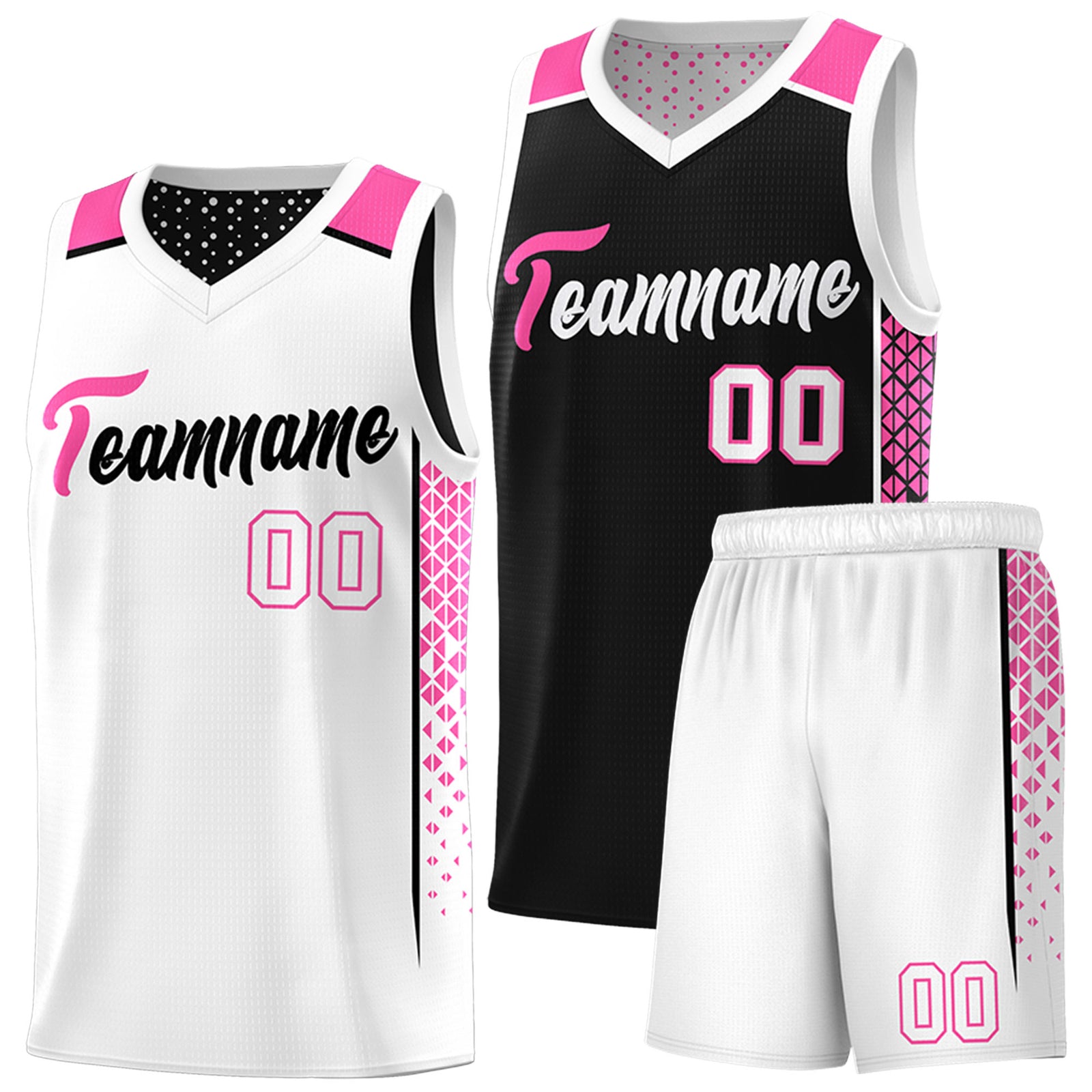 Custom Black White Side Gradient Patttern Double Side Sports Uniform Basketball Jersey