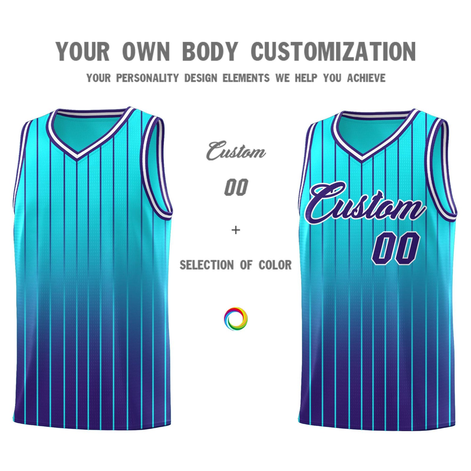 Custom Sky Blue Purple Gradient Fashion Sets Sports Stripe Uniform Basketball Jersey