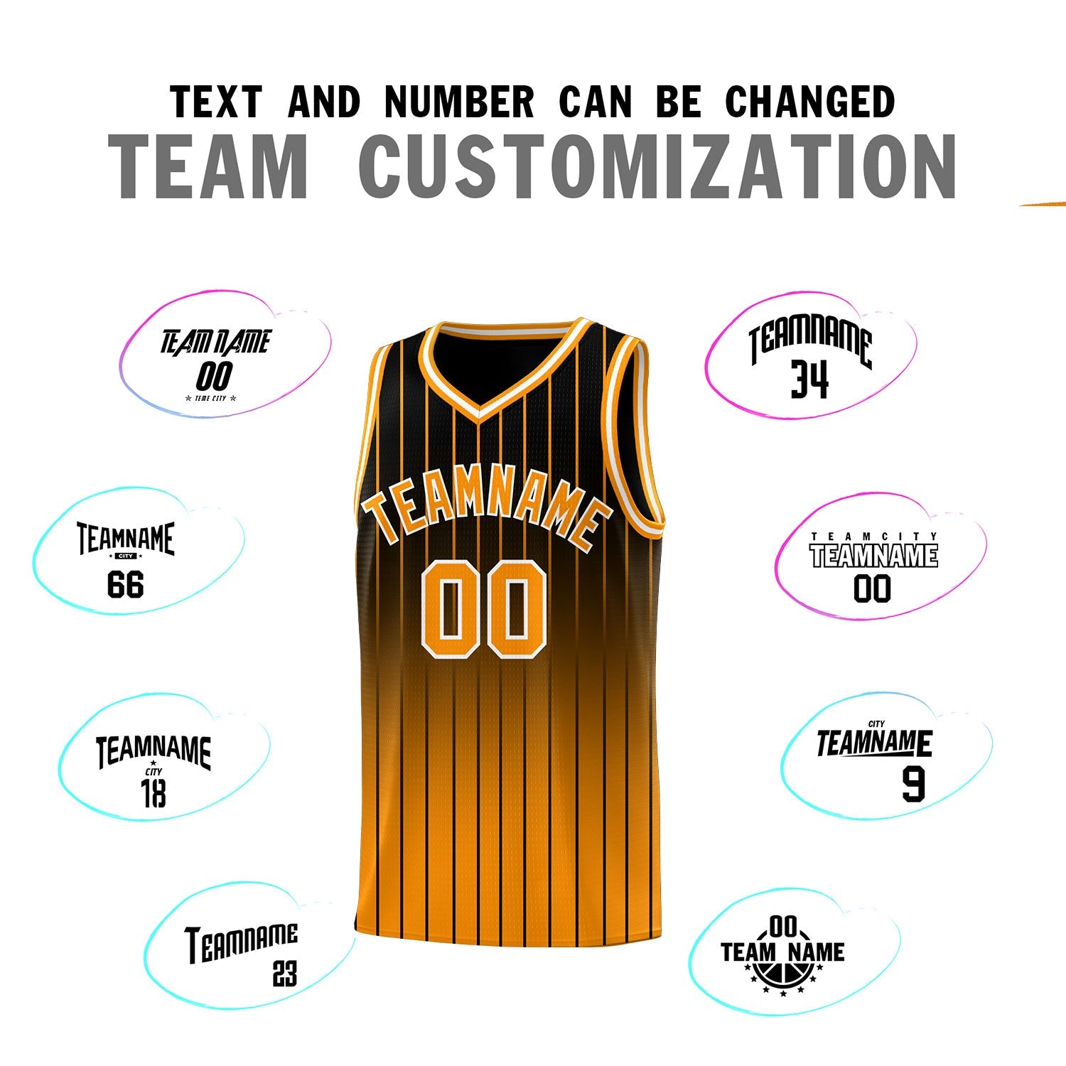 Custom Black Orange Gradient Fashion Sets Sports Stripe Uniform Basketball Jersey