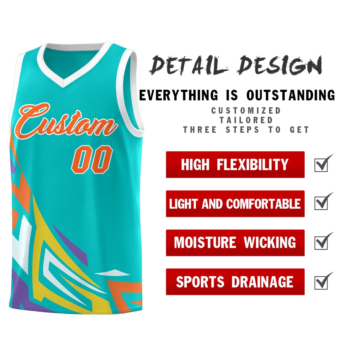 Custom Aqua Gradient Graffiti Pattern Sports Uniform Basketball Jersey
