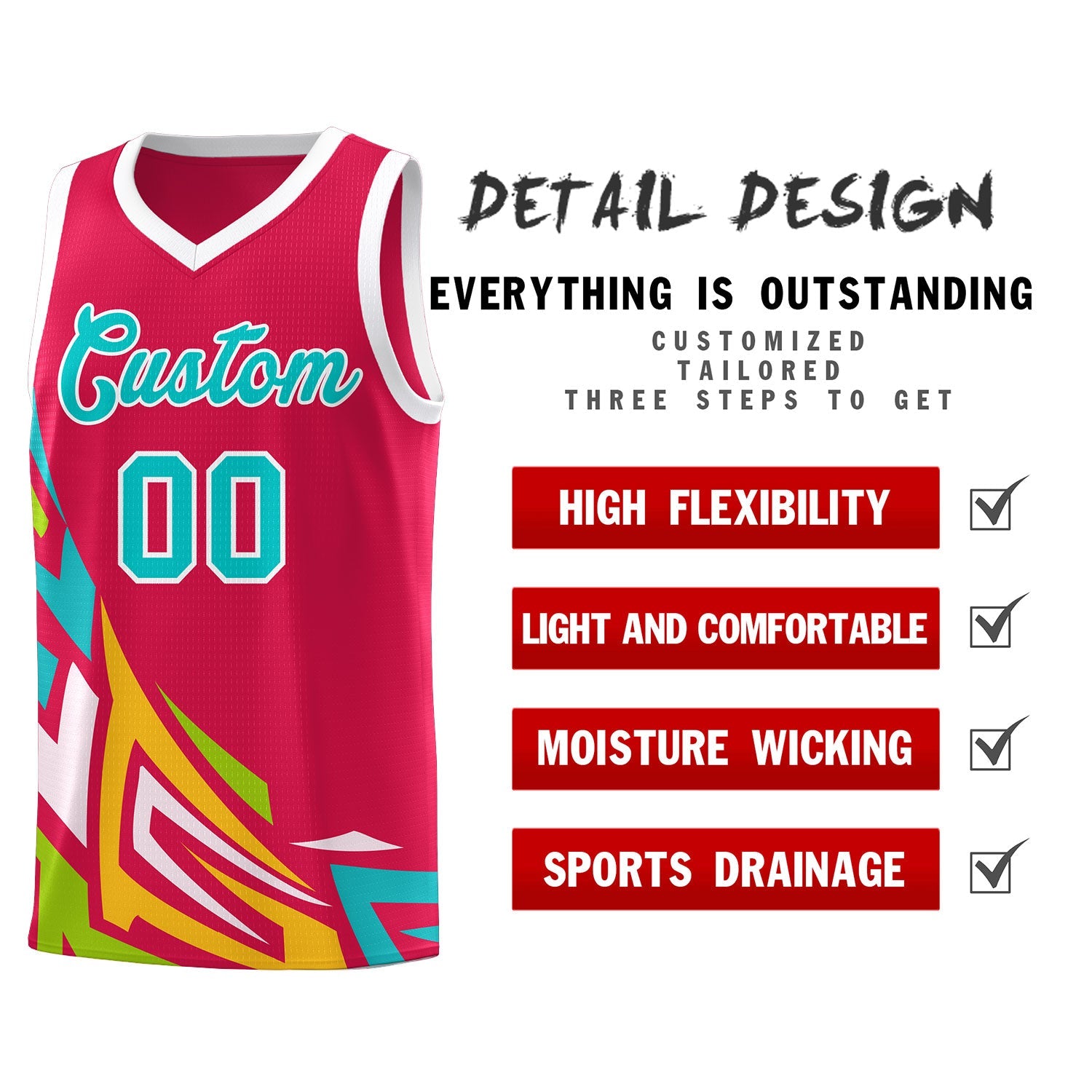 Custom Red Gradient Graffiti Pattern Sports Uniform Basketball Jersey