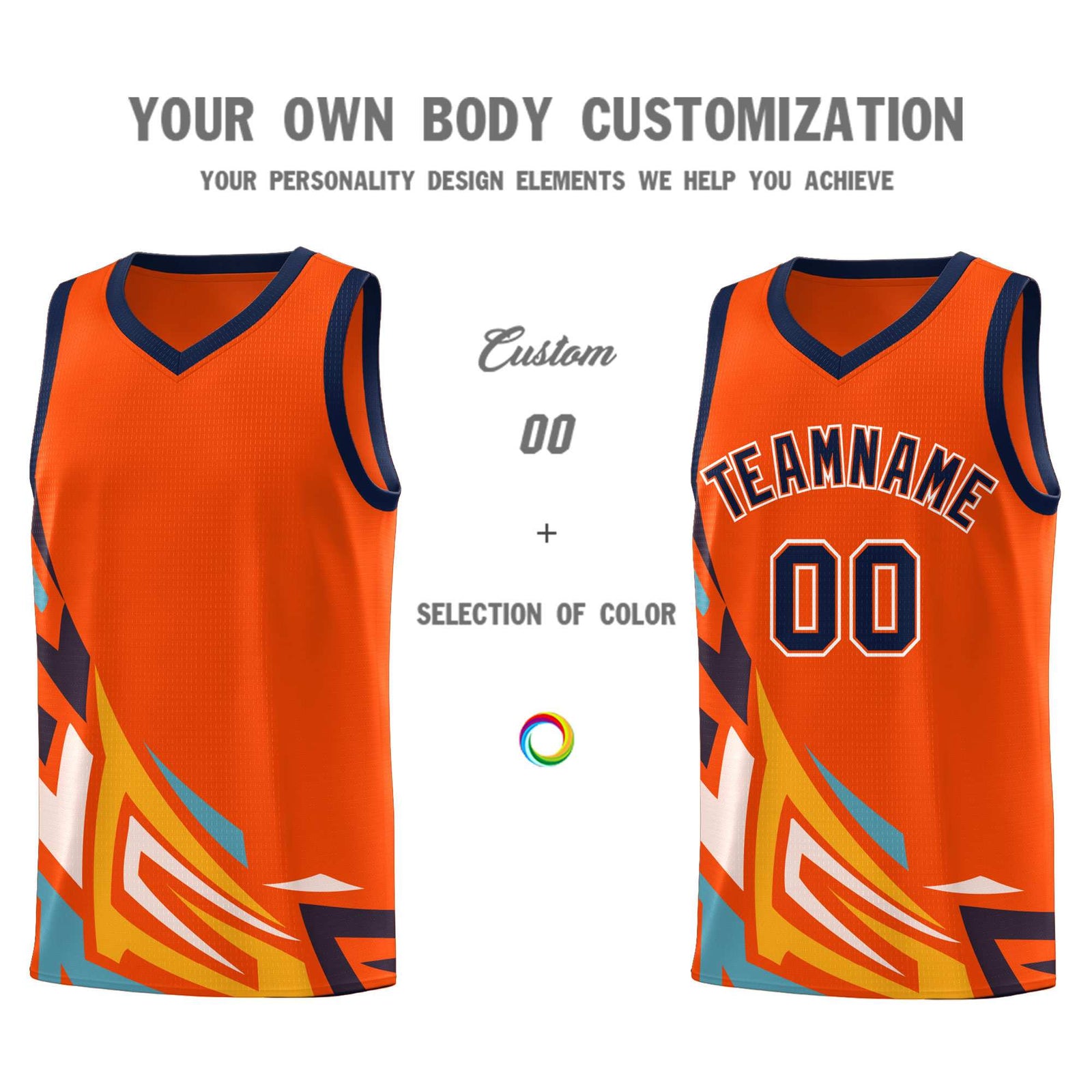 Custom Orange Gradient Graffiti Pattern Sports Uniform Basketball Jersey