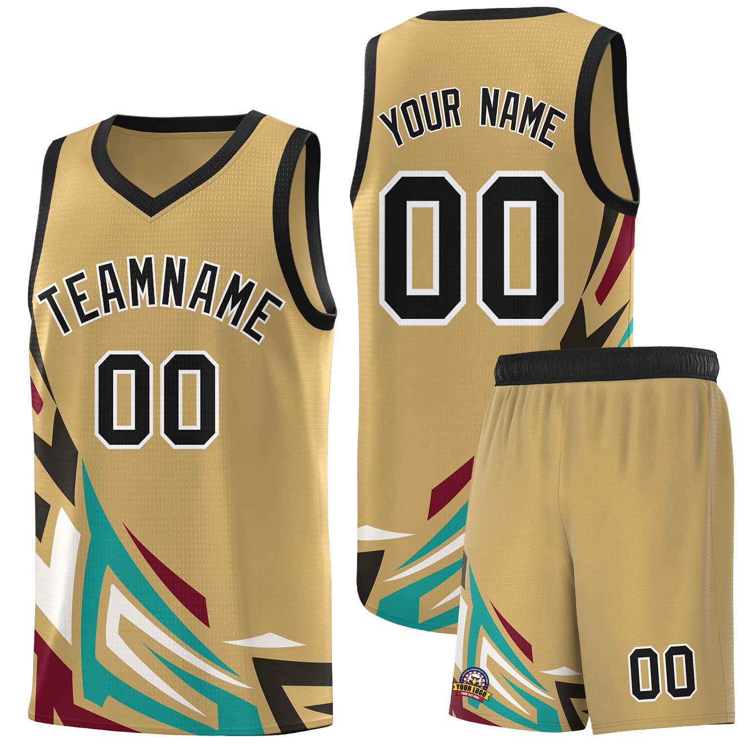 Custom Old Gold Gradient Graffiti Pattern Sports Uniform Basketball Jersey
