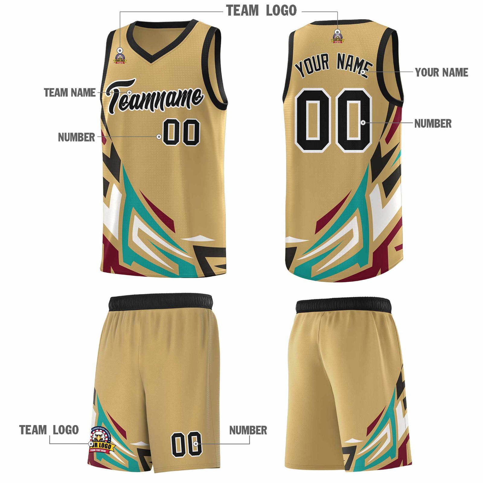 Custom Old Gold Gradient Graffiti Pattern Sports Uniform Basketball Jersey