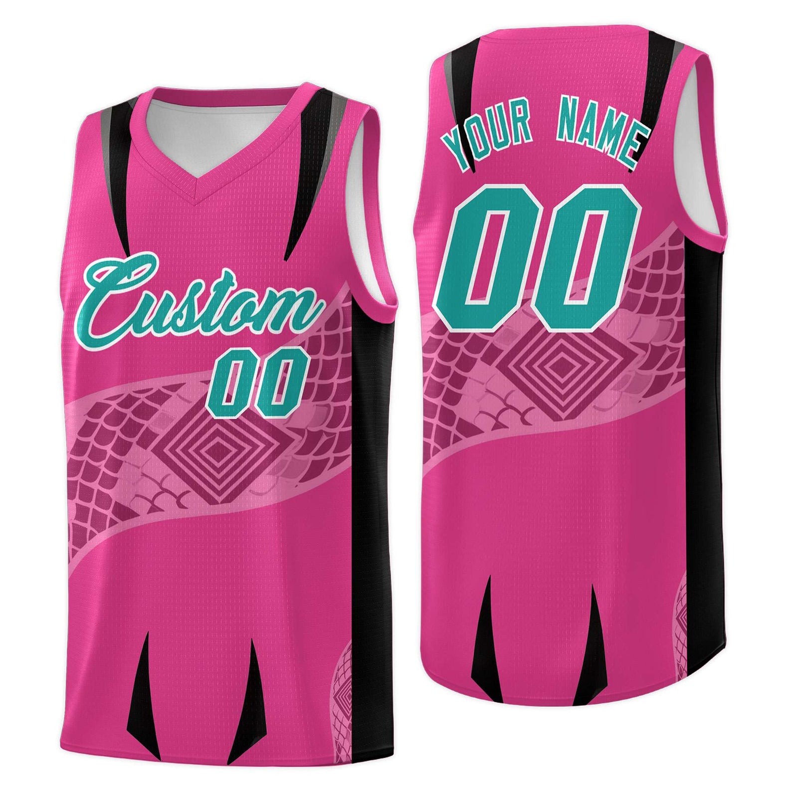 Custom Rose Red Black Snake Scale Venomous Fang for Team Graffiti Pattern Basketball Suit Jersey