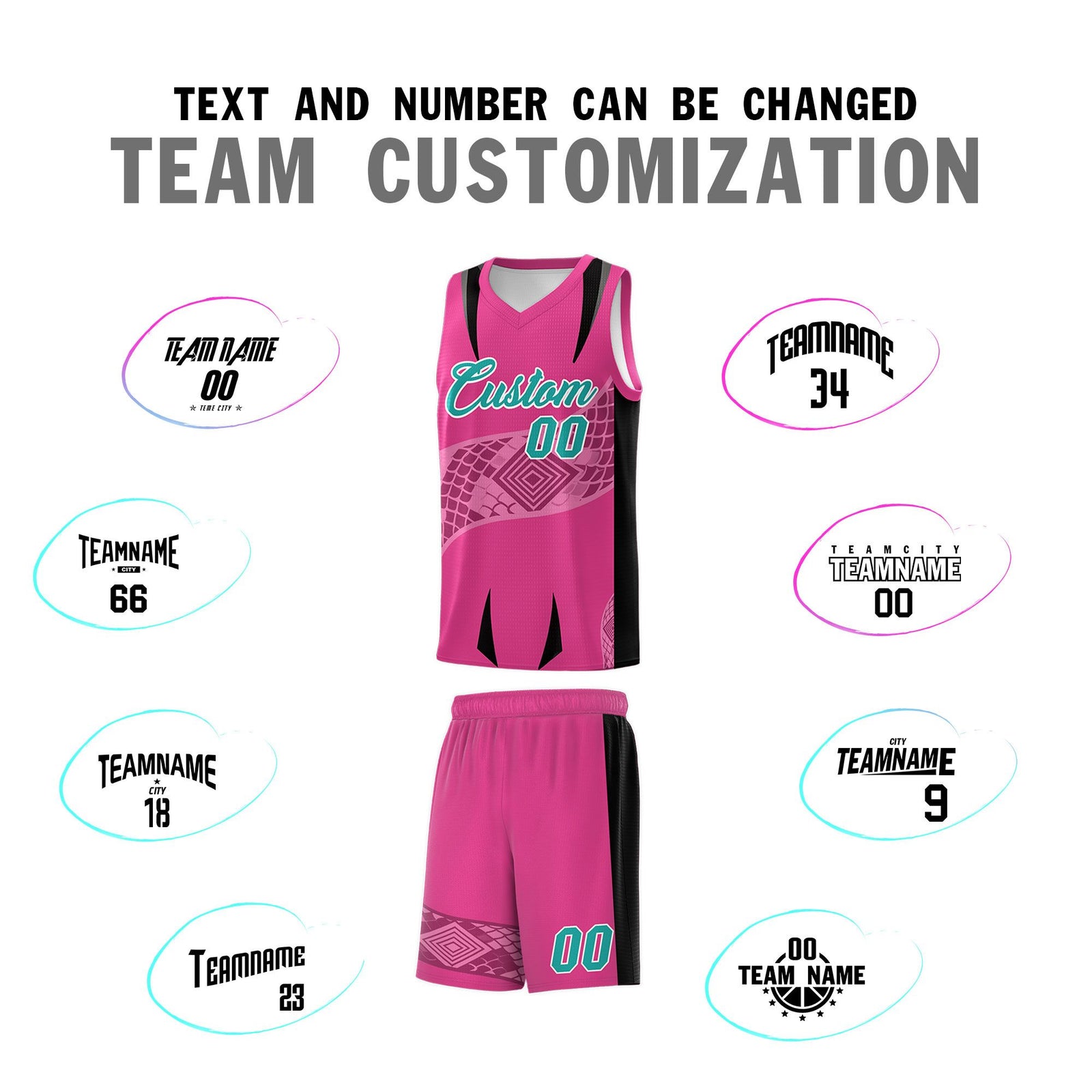 Custom Rose Red Black Snake Scale Venomous Fang for Team Graffiti Pattern Basketball Suit Jersey