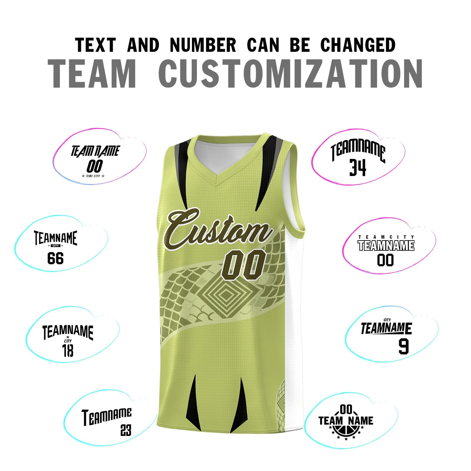 Custom Champagne White Snake Scale Venomous Fang for Clubs Graffiti Pattern Basketball Suit Jersey