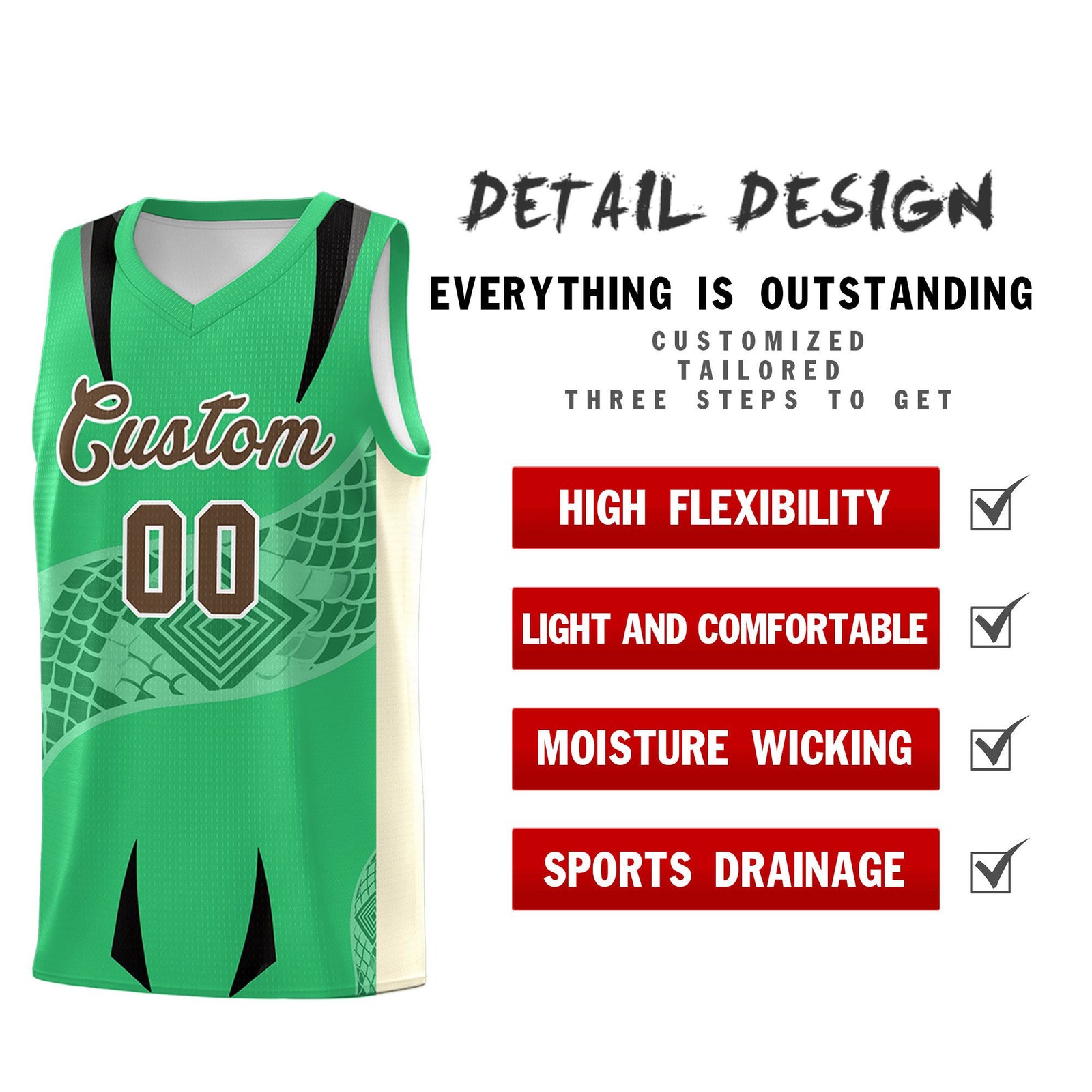 Custom Green Light Khaki Snake Scale Venomous Fang for Clubs Graffiti Pattern Basketball Suit Jersey
