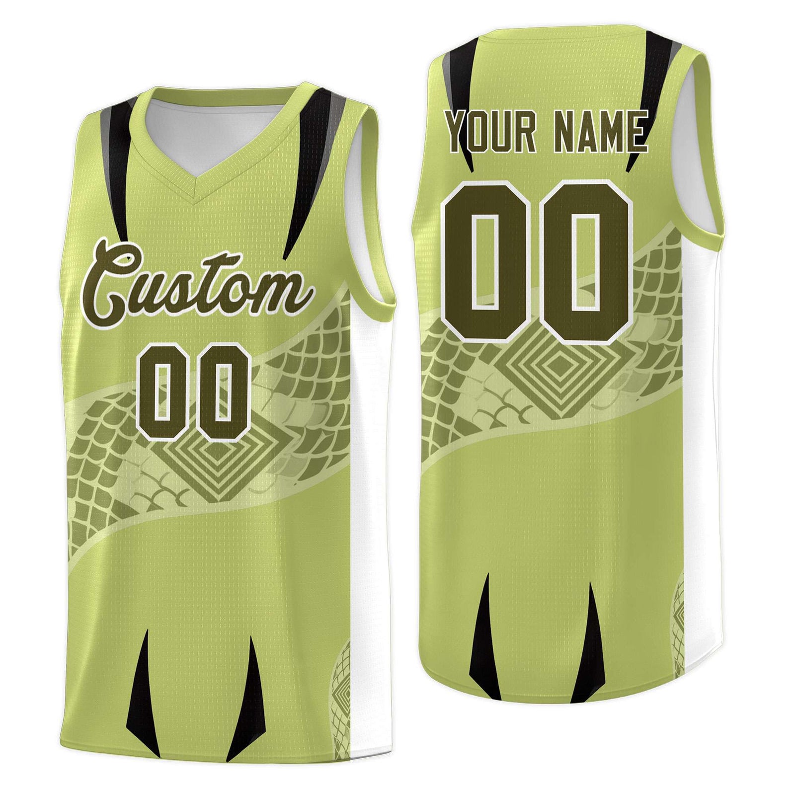 Custom Champagne White Snake Scale Venomous Fang for Clubs Graffiti Pattern Basketball Suit Jersey
