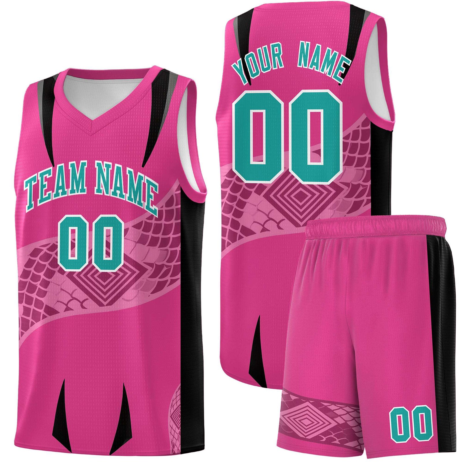Custom Rose Red Black Snake Scale Venomous Fang for Team Graffiti Pattern Basketball Suit Jersey