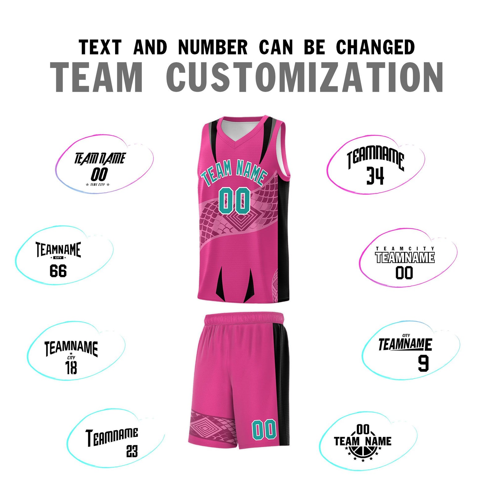Custom Rose Red Black Snake Scale Venomous Fang for Team Graffiti Pattern Basketball Suit Jersey