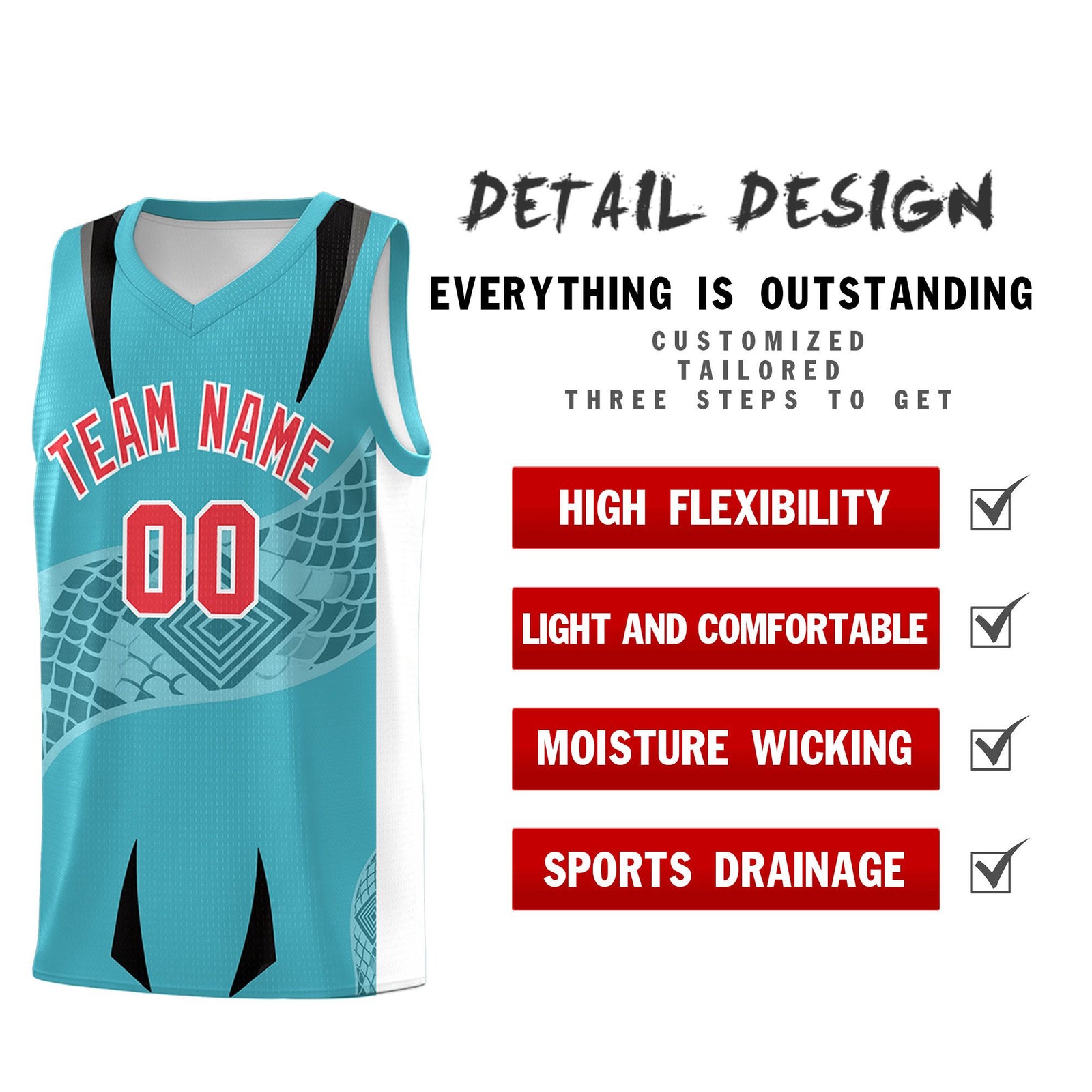 Custom Sky Blue White Snake Scale Venomous Fang for Team Graffiti Pattern Basketball Suit Jersey