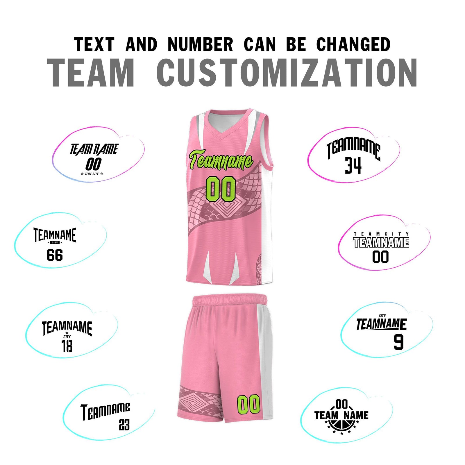 Custom Light Pink White Snake Scale Venomous Fang Drapable Graffiti Pattern Basketball Suit Jersey