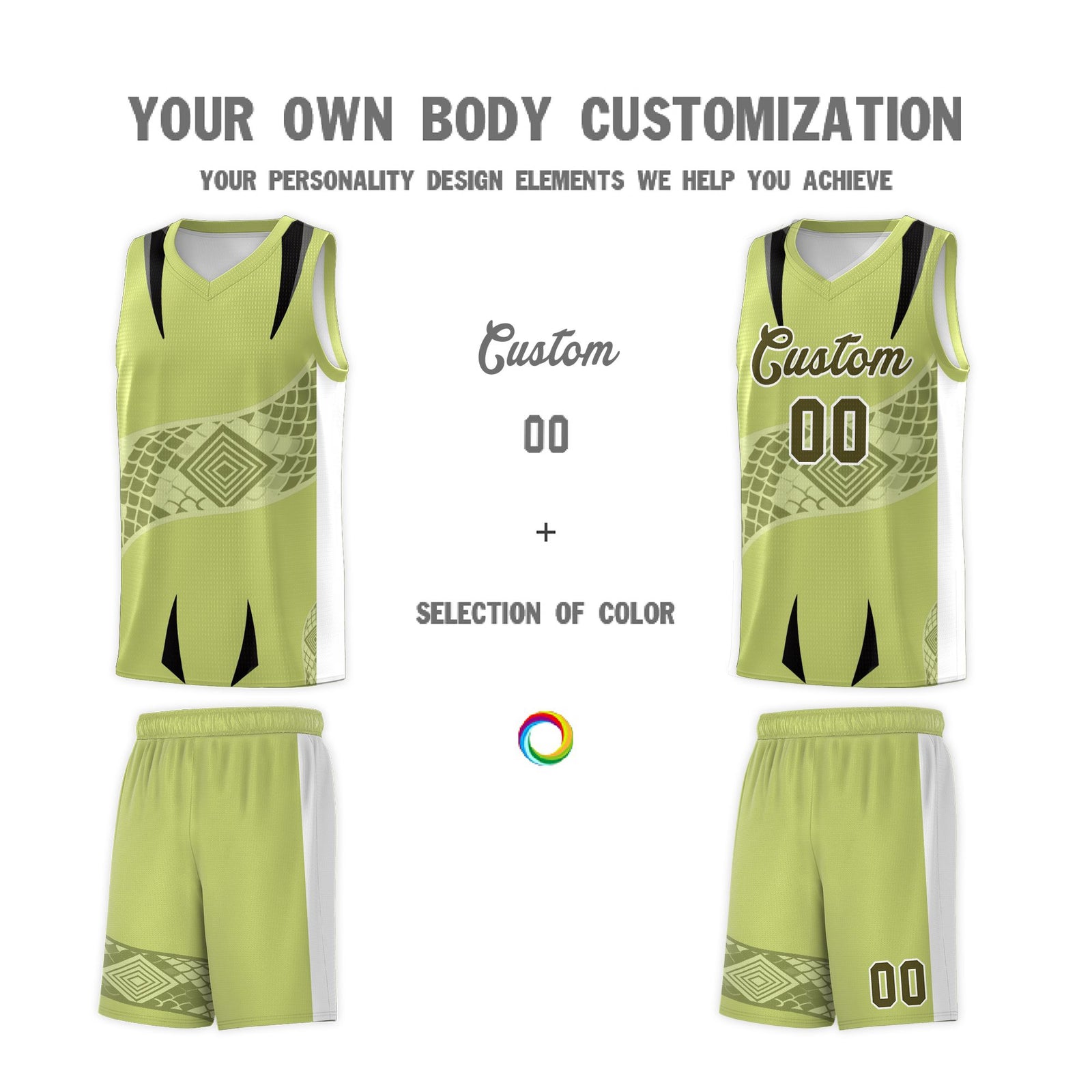 Custom Champagne White Snake Scale Venomous Fang for Clubs Graffiti Pattern Basketball Suit Jersey