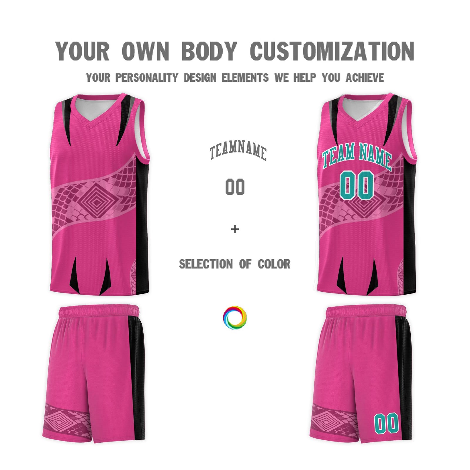 Custom Rose Red Black Snake Scale Venomous Fang for Team Graffiti Pattern Basketball Suit Jersey