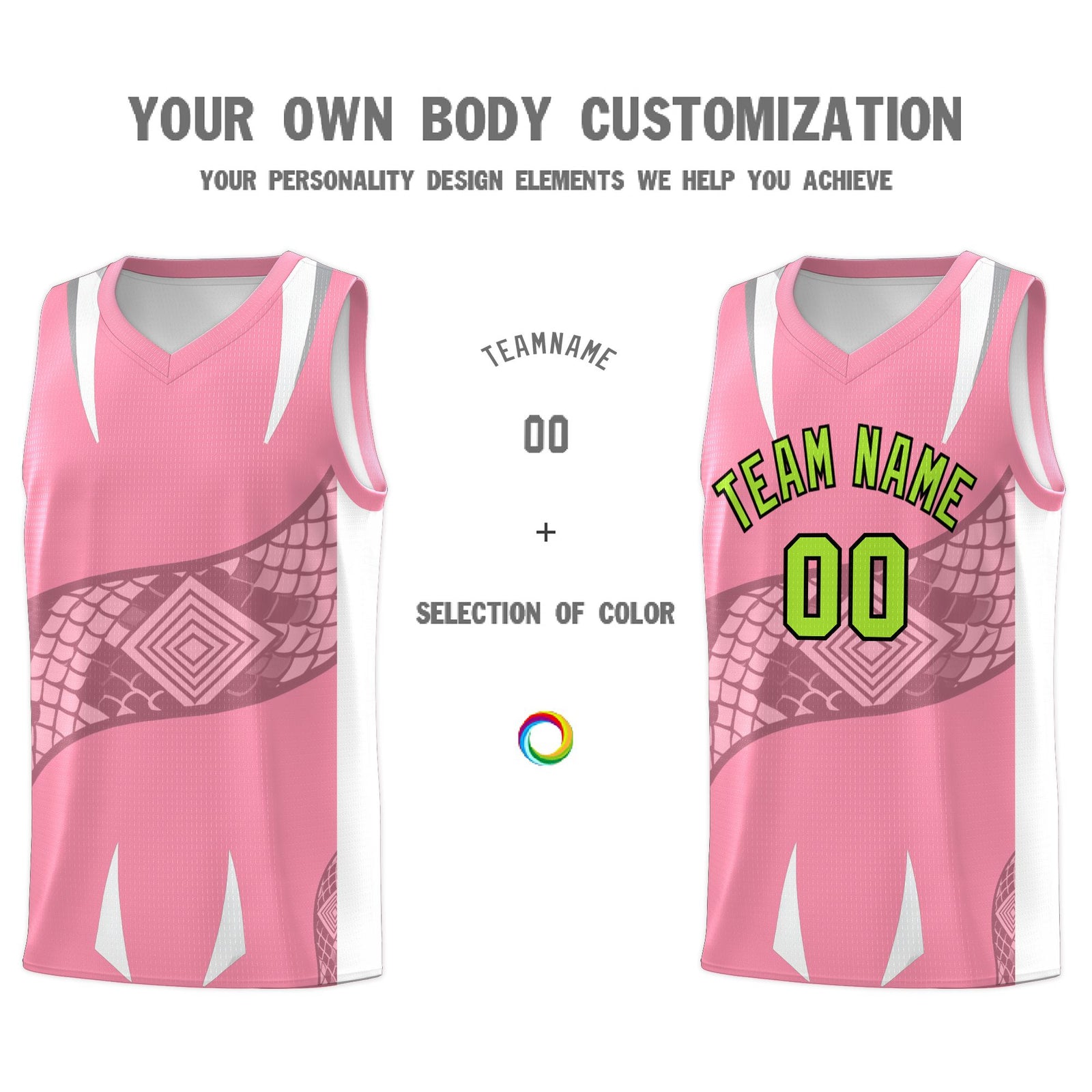 Custom Light Pink White Snake Scale Venomous Fang Drapable Graffiti Pattern Basketball Suit Jersey