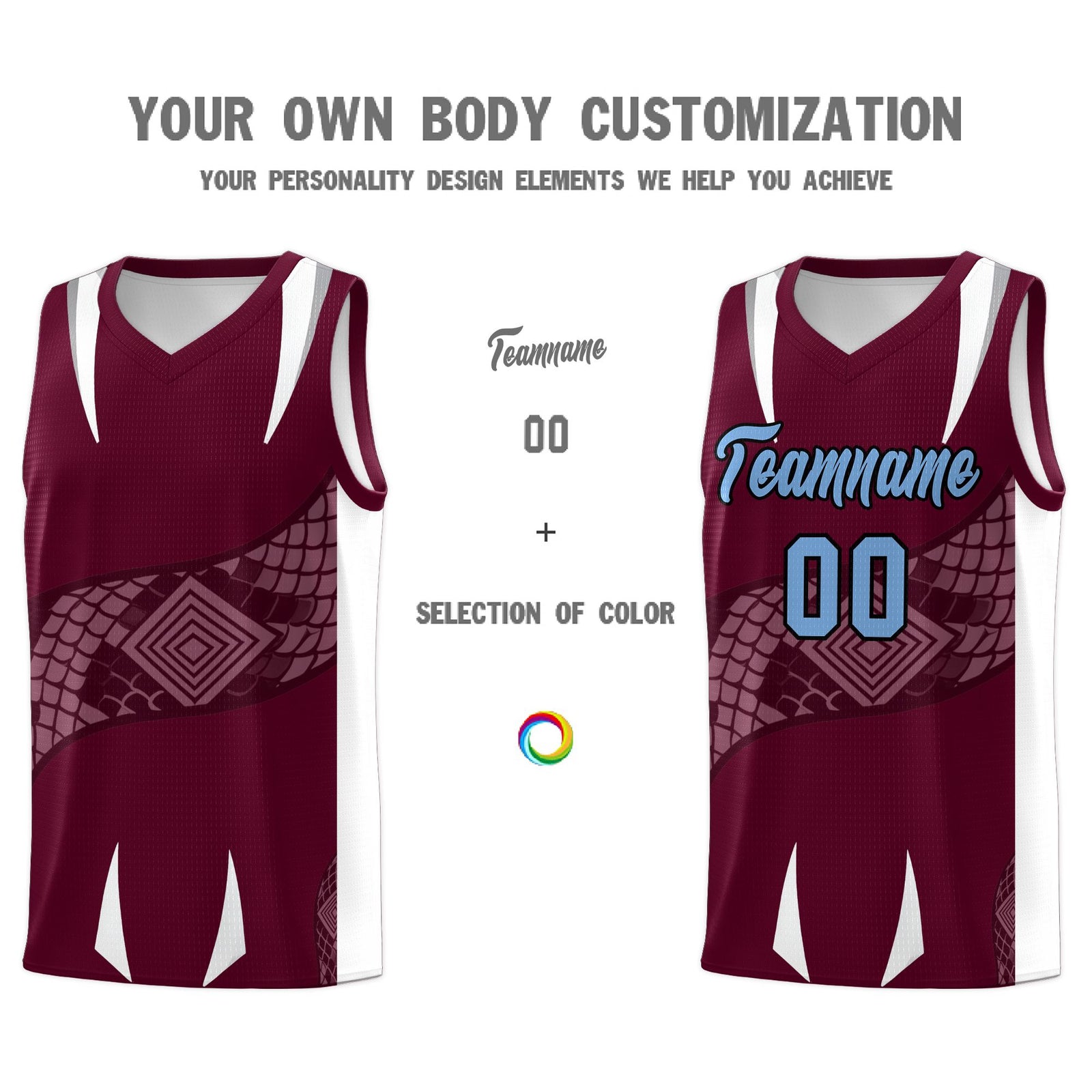Custom Burgundy White Snake Scale Venomous Fang Lightweight Graffiti Pattern Basketball Suit Jersey