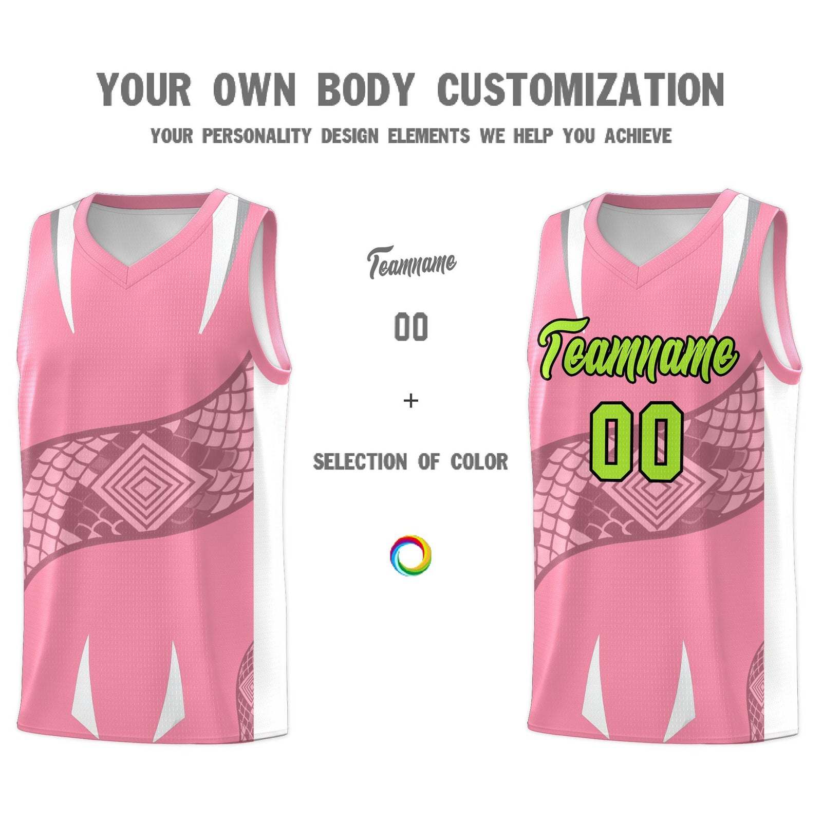 Custom Light Pink White Snake Scale Venomous Fang Drapable Graffiti Pattern Basketball Suit Jersey