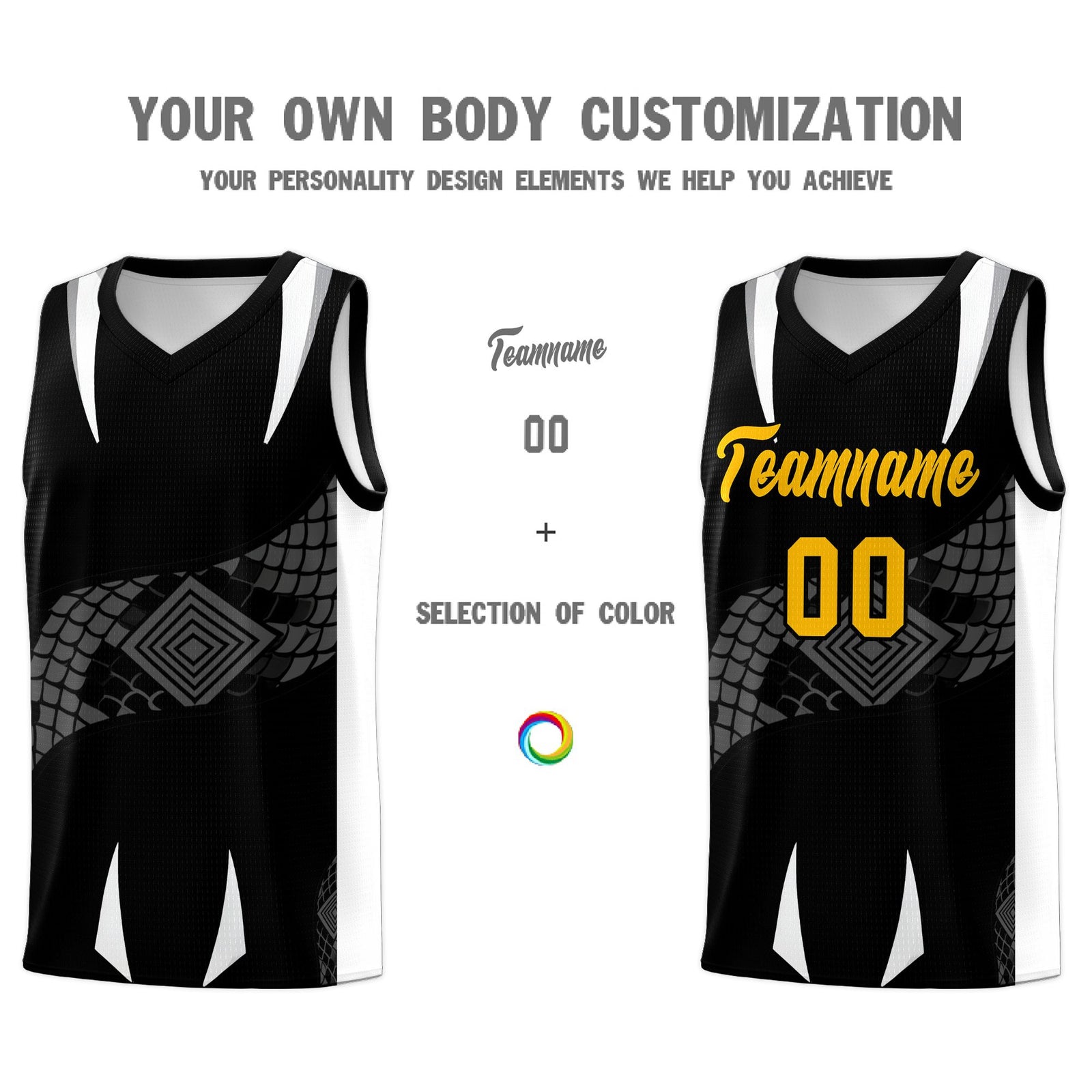 Custom Black White Snake Scale Venomous Fang Lightweight Graffiti Pattern Basketball Suit Jersey