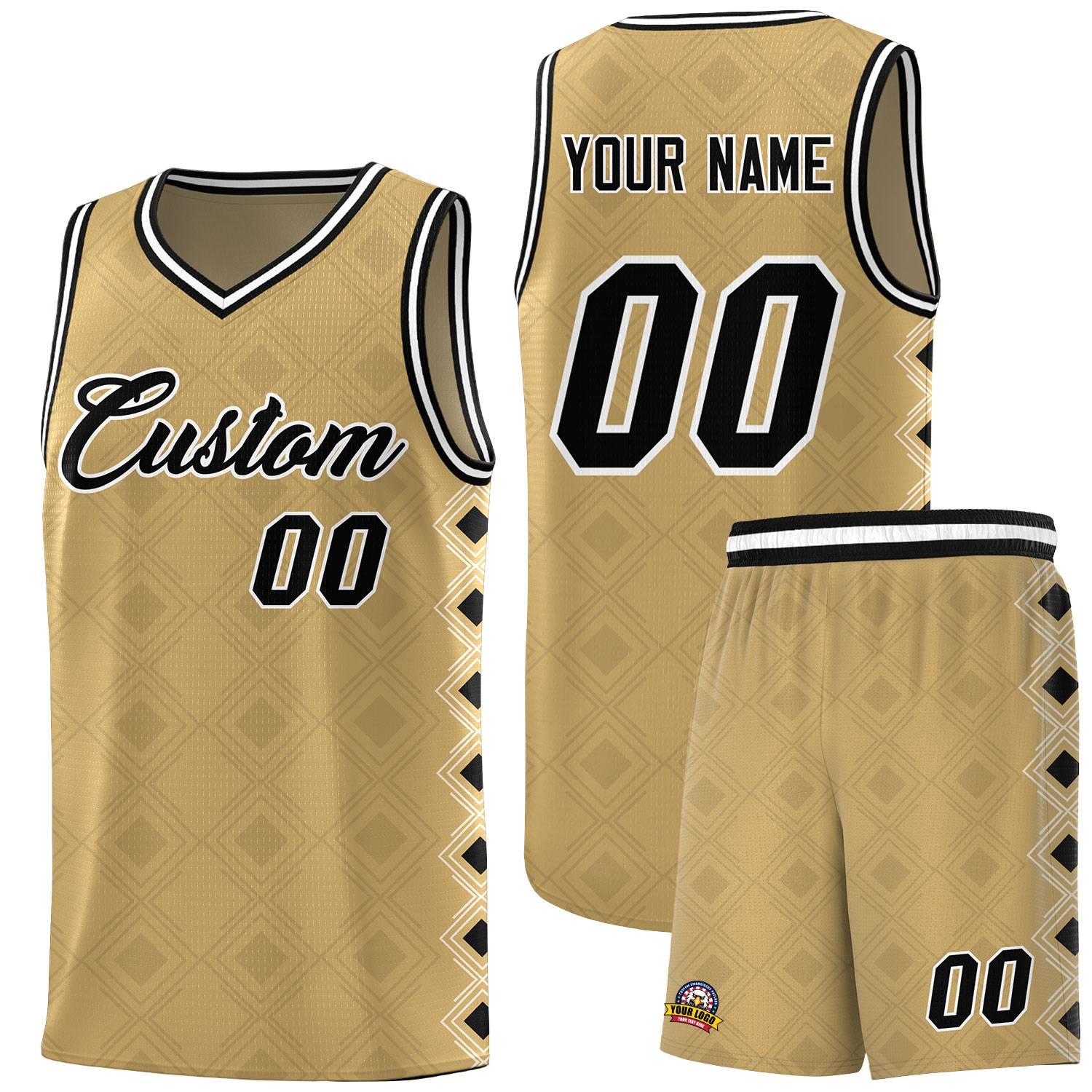 Custom Old Gold Side Blocks Sports Uniform Basketball Jersey