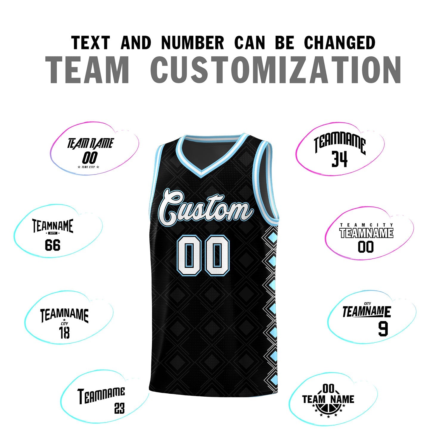 Custom Black Side Blocks Sports Uniform Basketball Jersey