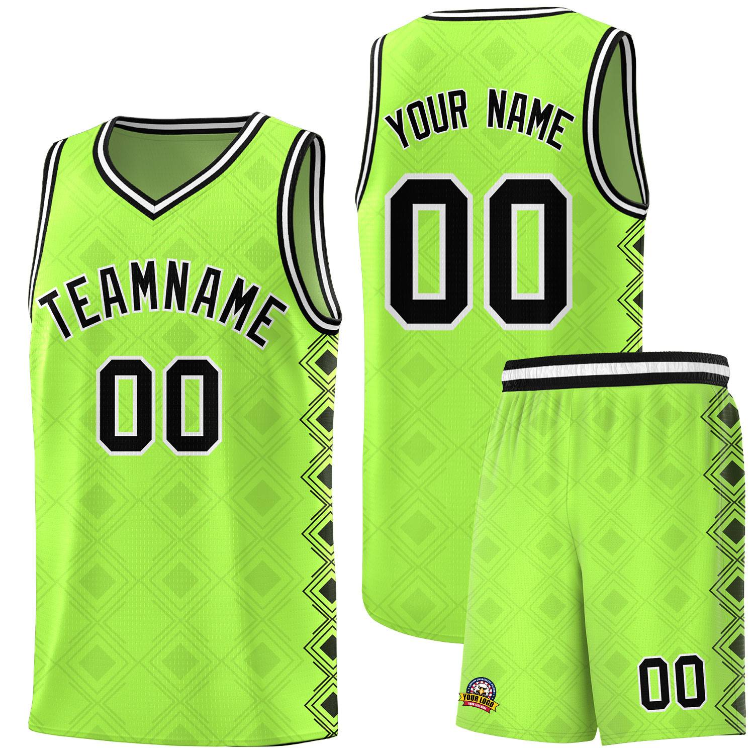 Custom Neon Green Side Blocks Sports Uniform Basketball Jersey