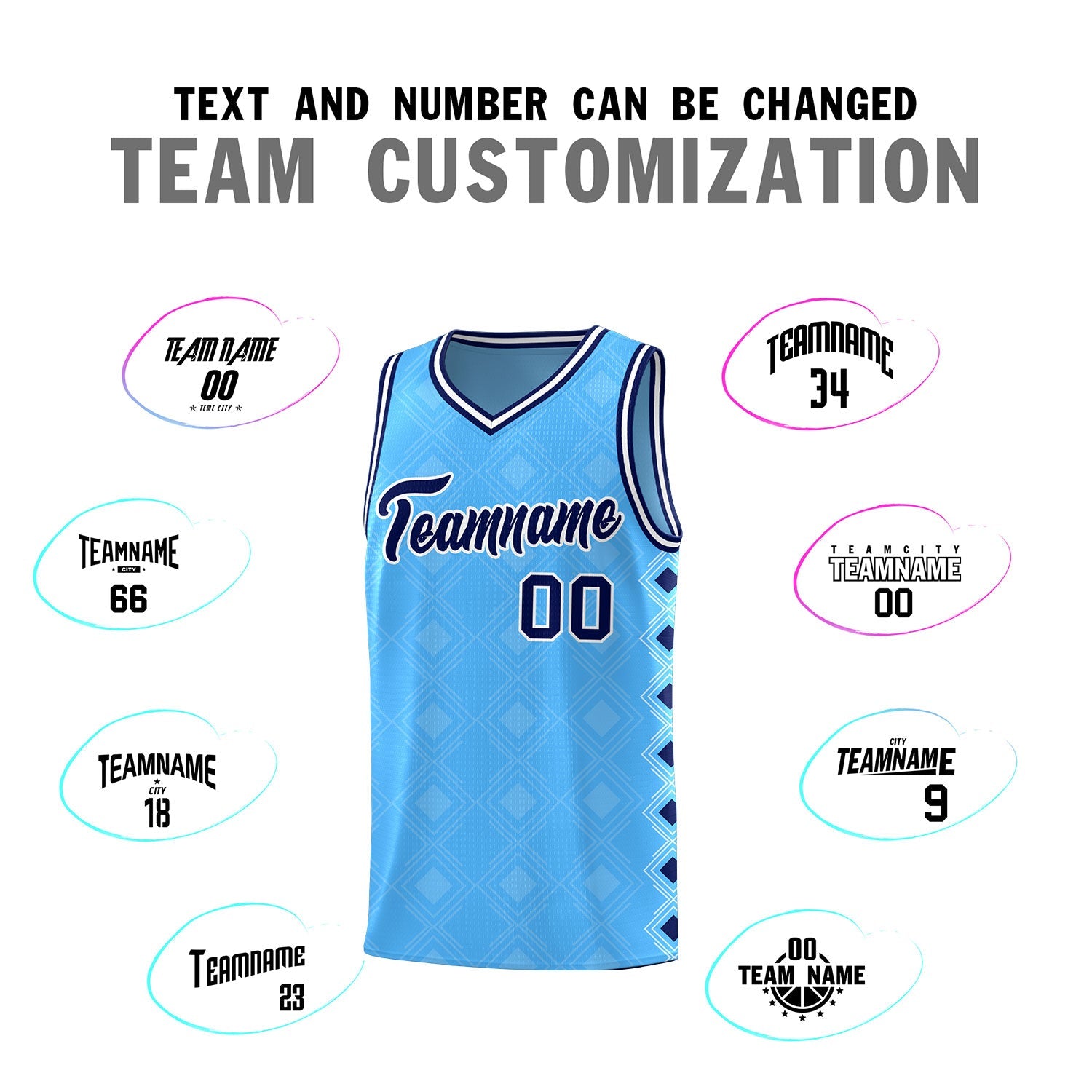 Custom Light Blue Side Blocks Sports Uniform Basketball Jersey