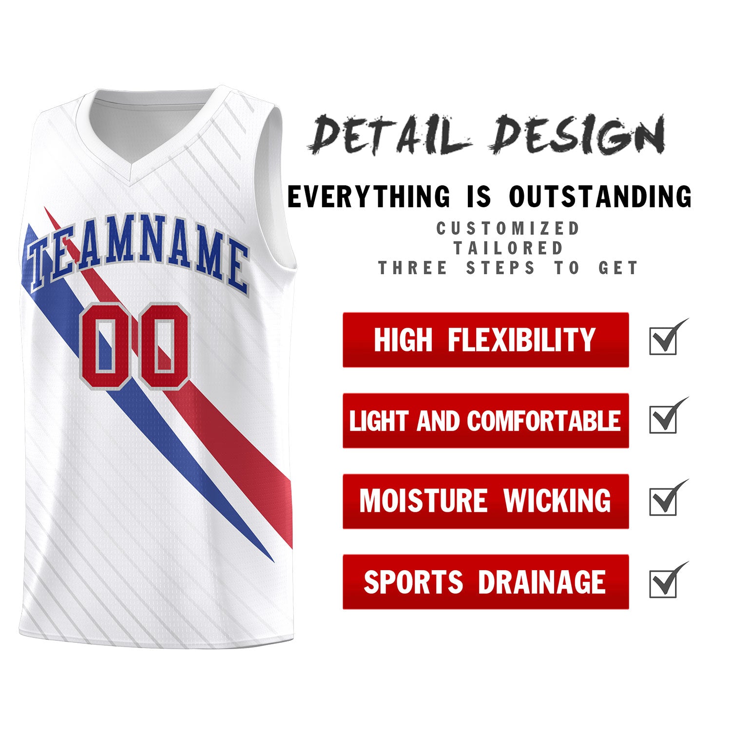 Custom White Diagonal Pinstripe Pattern Color Block Sports Uniform Basketball Jersey