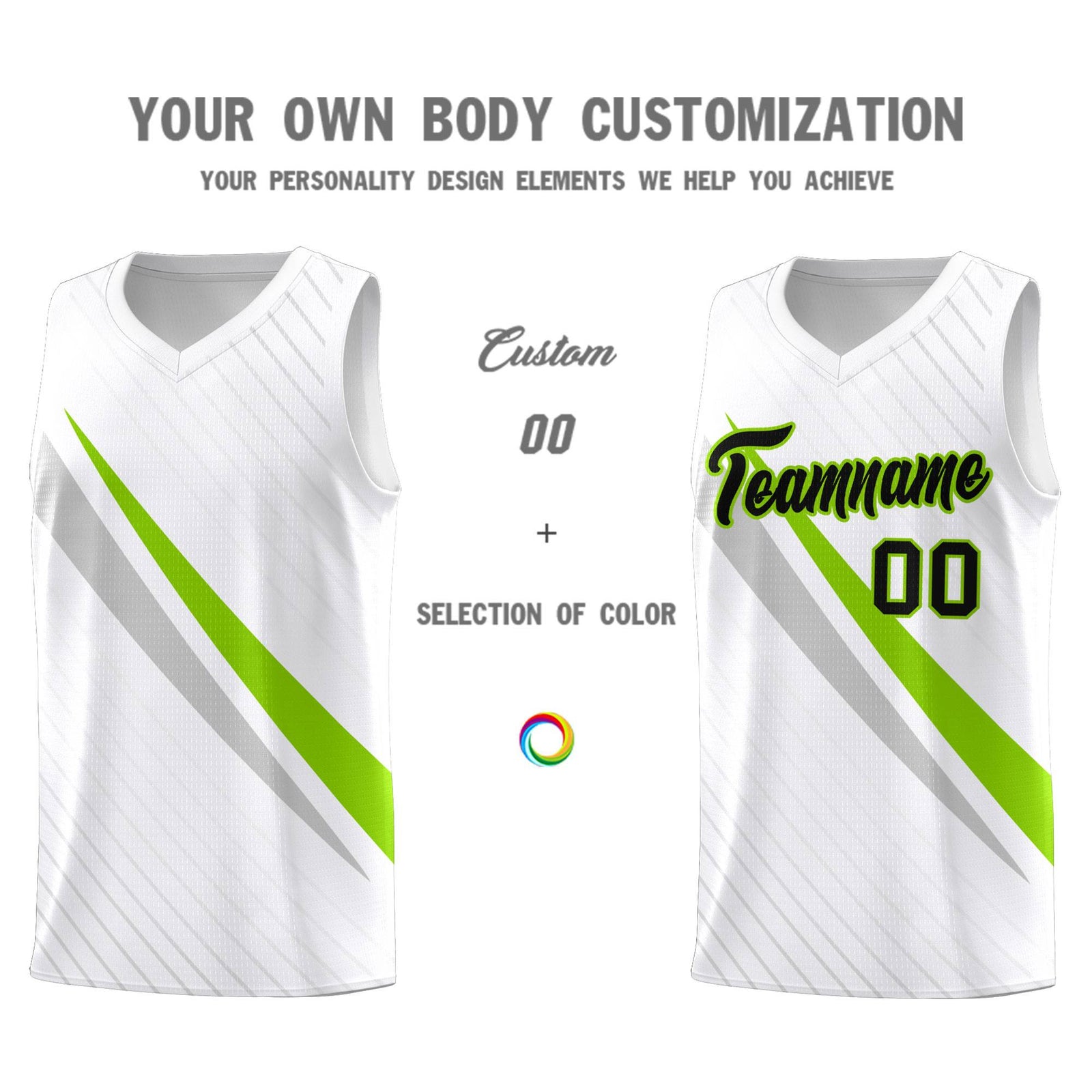Custom White Diagonal Pinstripe Pattern Color Block Sports Uniform Basketball Jersey