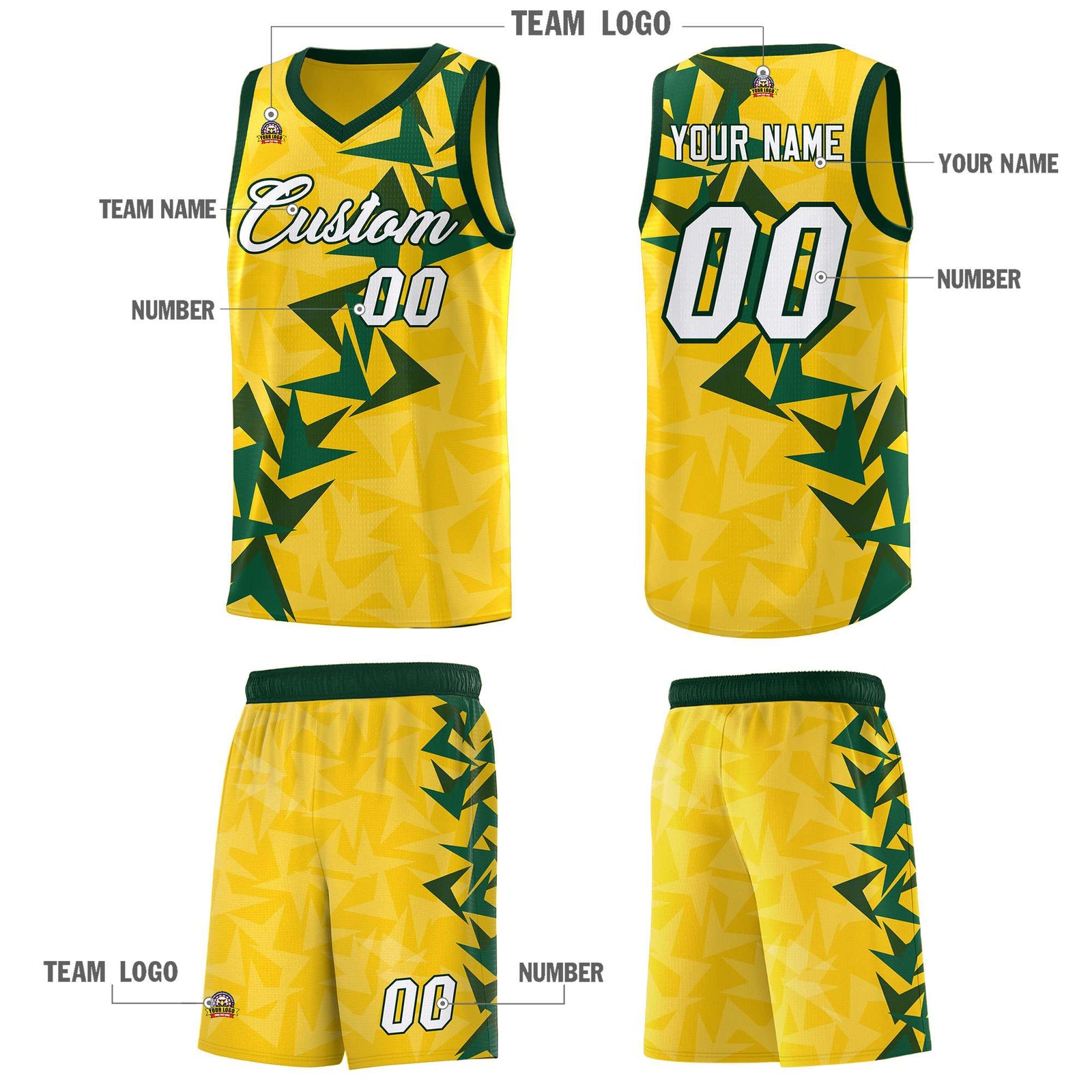 Custom Gold Boomerang Pattern Sets Basketball Jersey